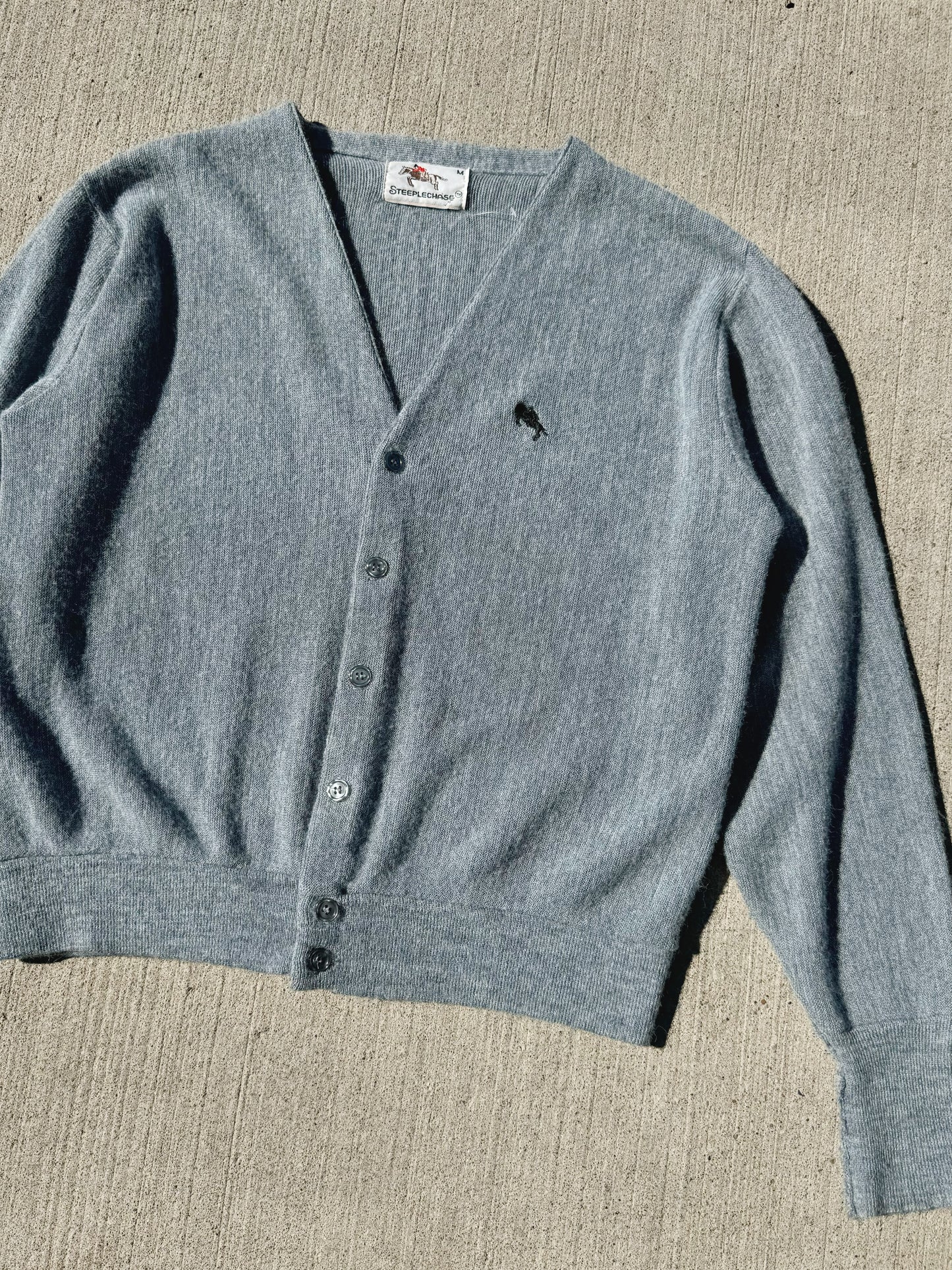 Vintage 1980s Steeplechase Grey Cardigan Sweater | Medium