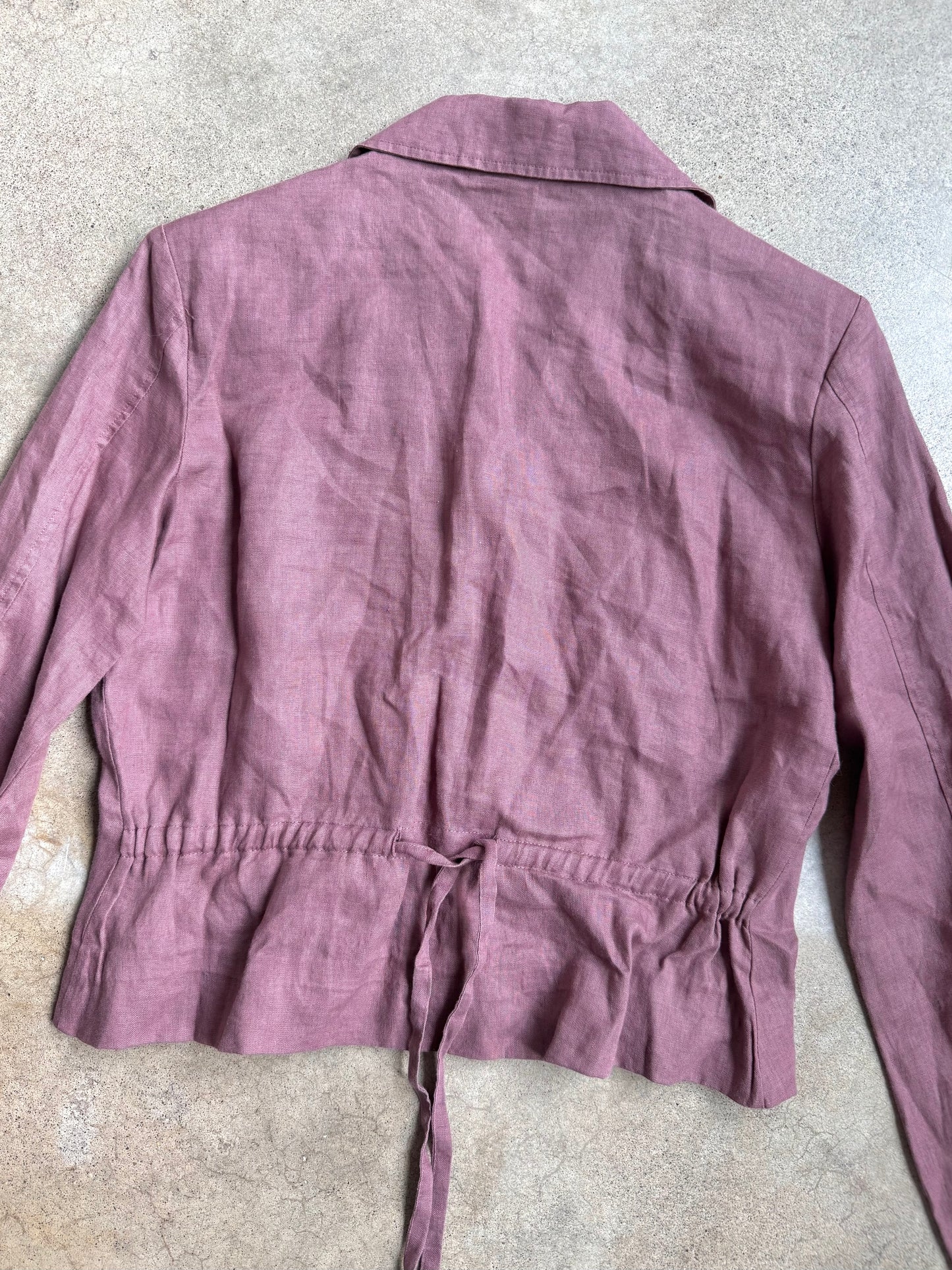 Vintage 1990s Mauve Cropped Lightweight Linen Blazer | Medium