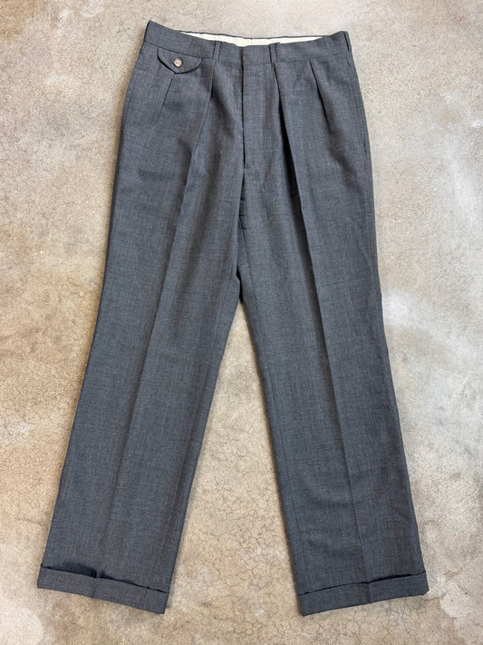 Vintage 1950s Ben Silver by Corbin Grey Pleated Dress Pants | Waist 32”