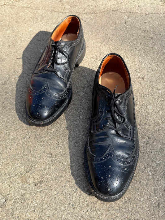 Vintage 1960s Black Leather Wingtip Oxford Dress Shoes | Men’s 11
