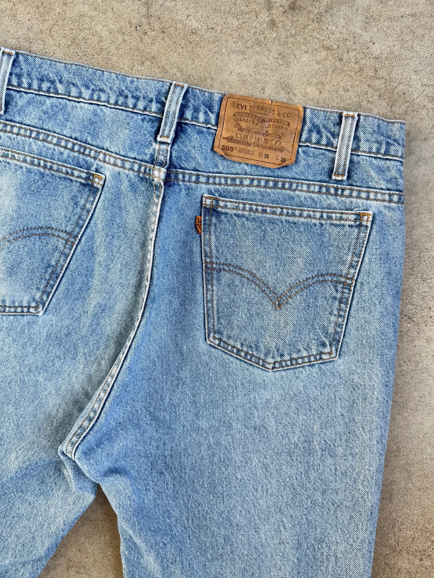 Vintage 1990s Levi’s Orange Tab 505 Regular Fit Light Wash Jeans | 36x30