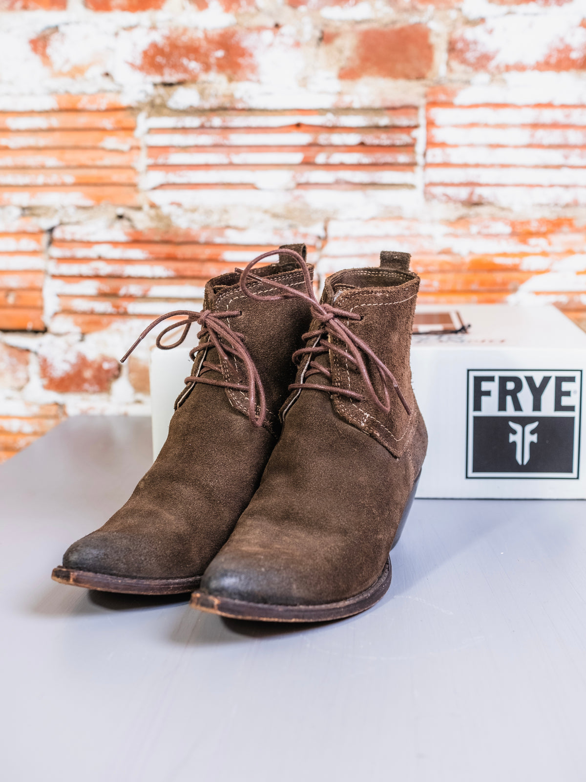 Frye Sacha Chukka Brown Suede Heeled Ankle Boots | Women’s 7