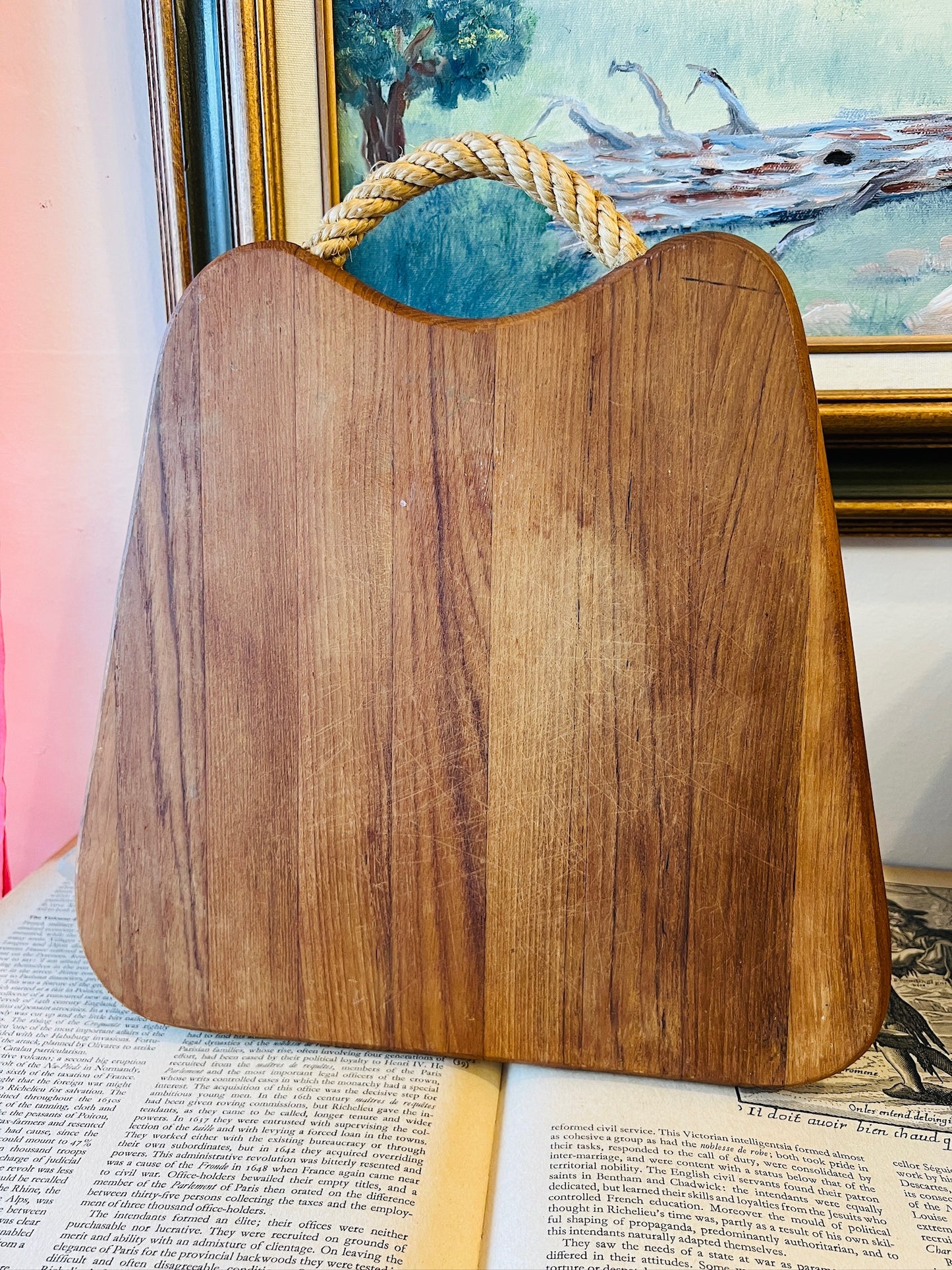 Vintage Rope Handle Wood Cutting Board