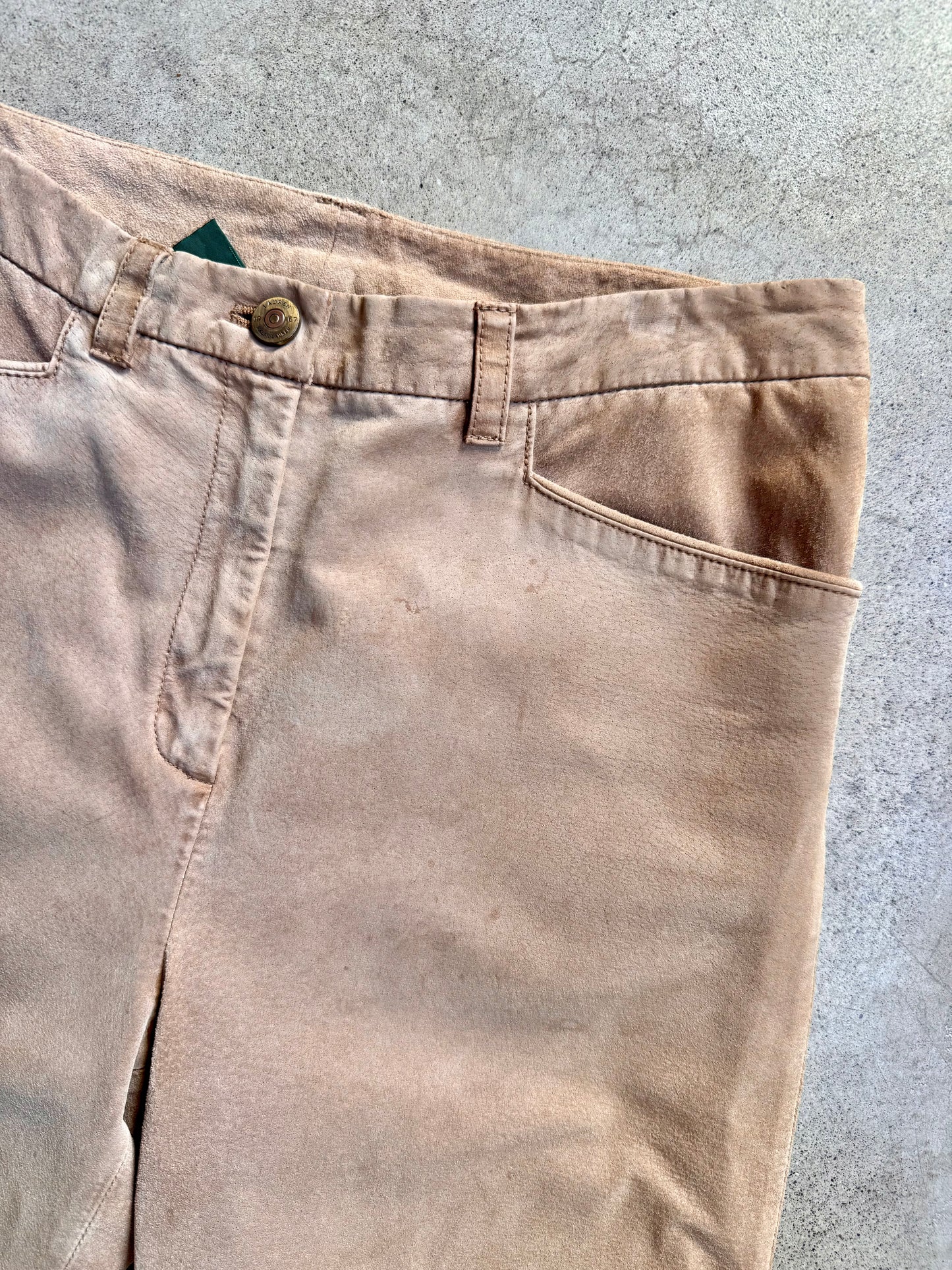 2000s Lauren Ralph Lauren Tan Suede Leather Flare Pants | Waist 30”
