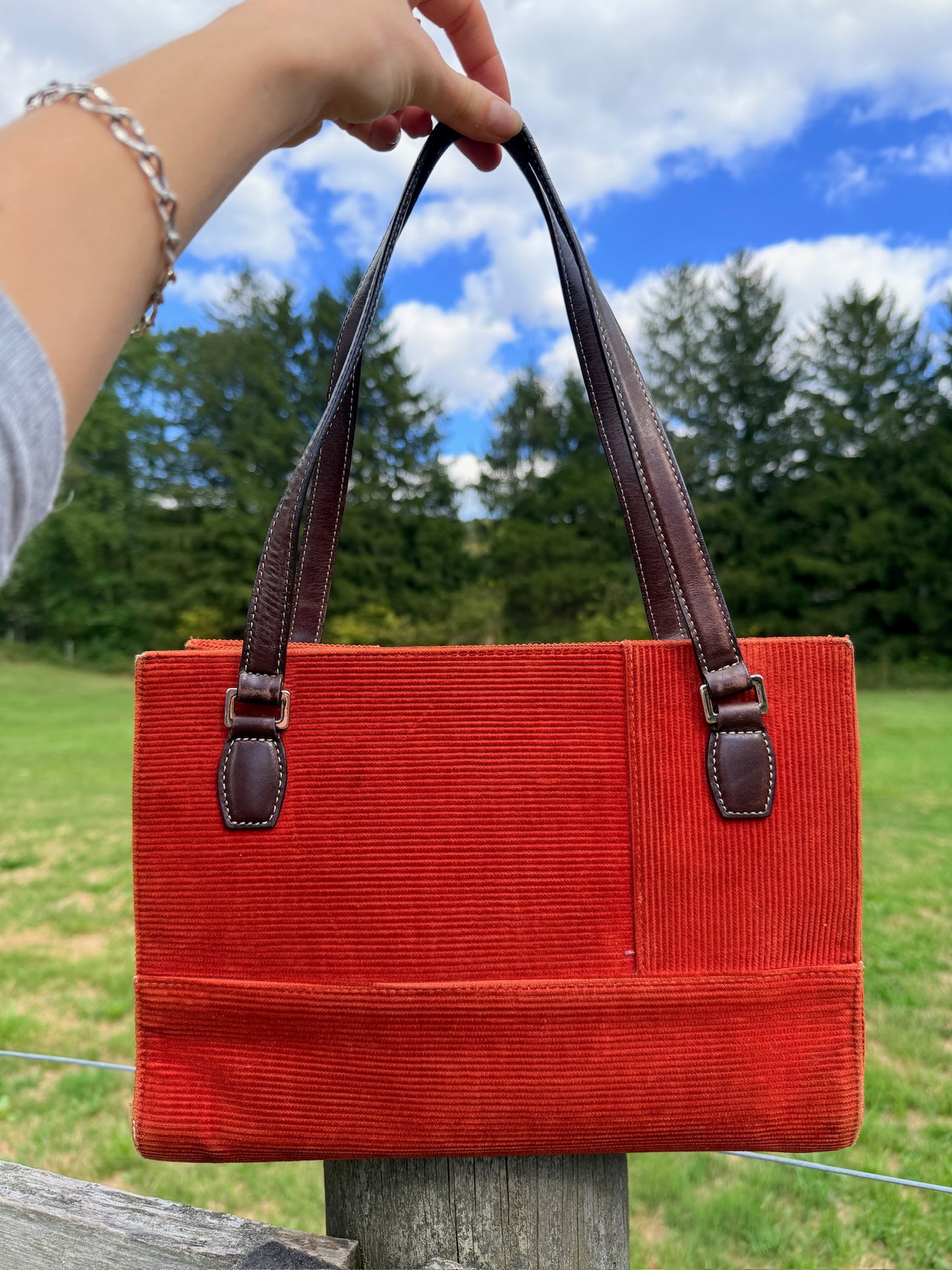 Vintage 1990s Kate Spade Burnt Orange Corduroy Handbag