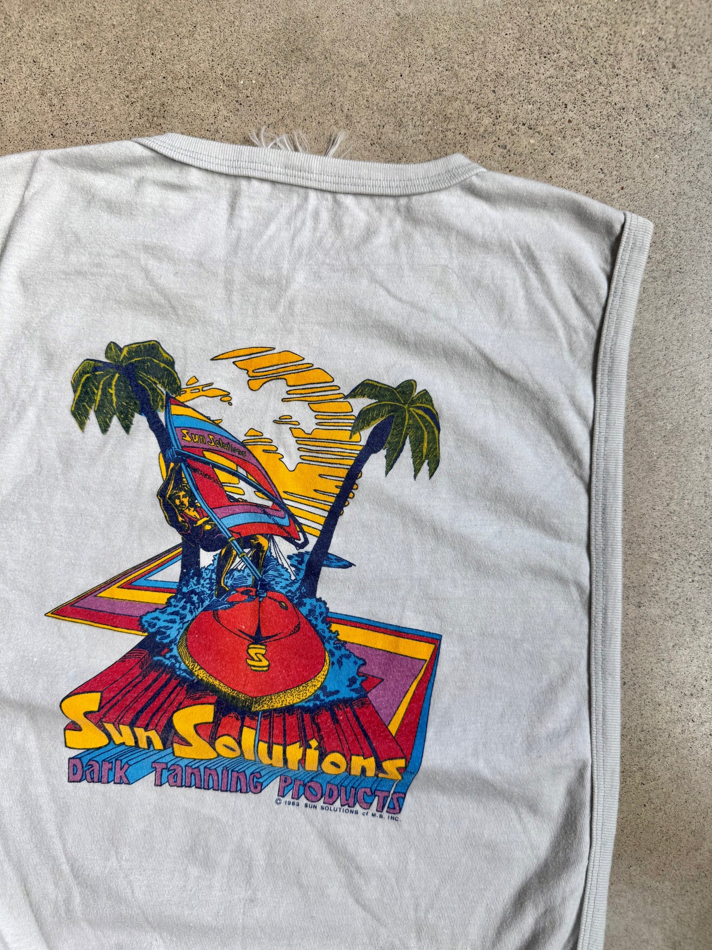 Vintage 1980s Sun Solutions Tanning Open-Side Muscle Tank | Medium