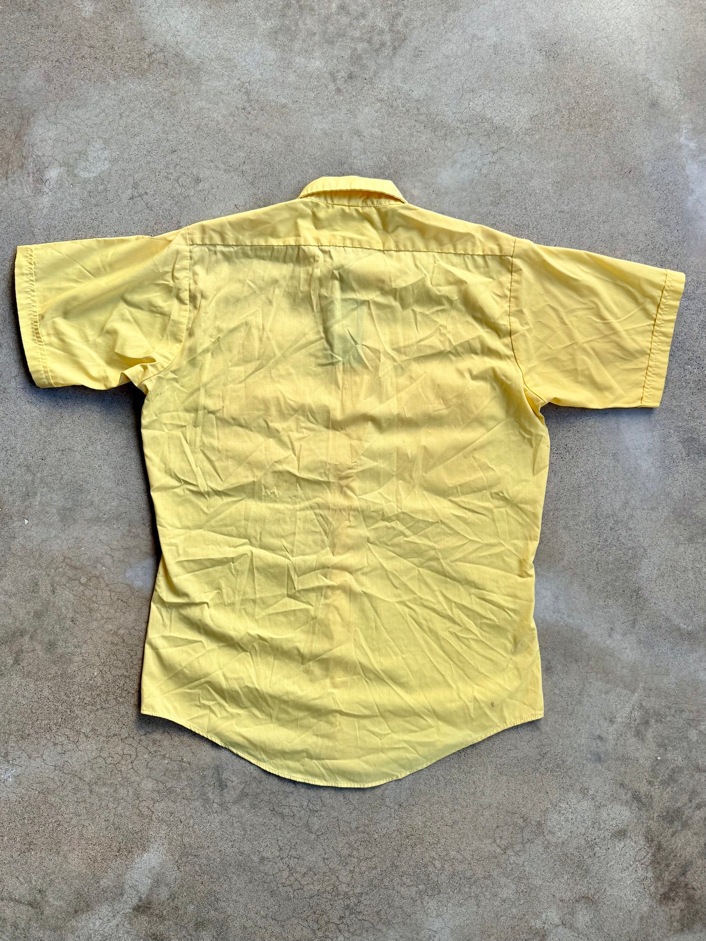 Vintage 1960s Yellow Duke Oil Co. Short Sleeve Work Shirt | Medium