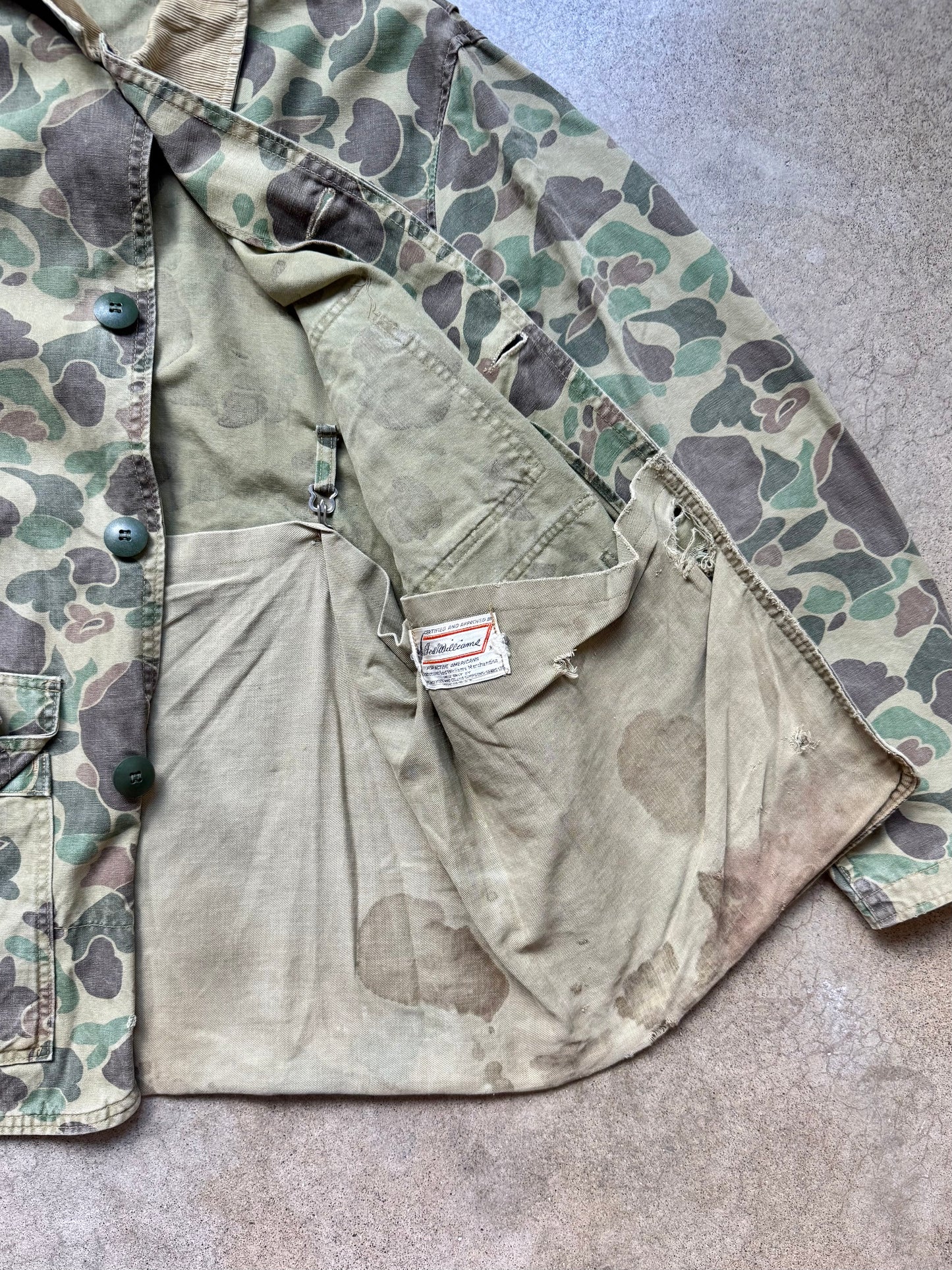 Vintage 1960s Ted Williams for Sears Canvas Camo Hunting Jacket | Large
