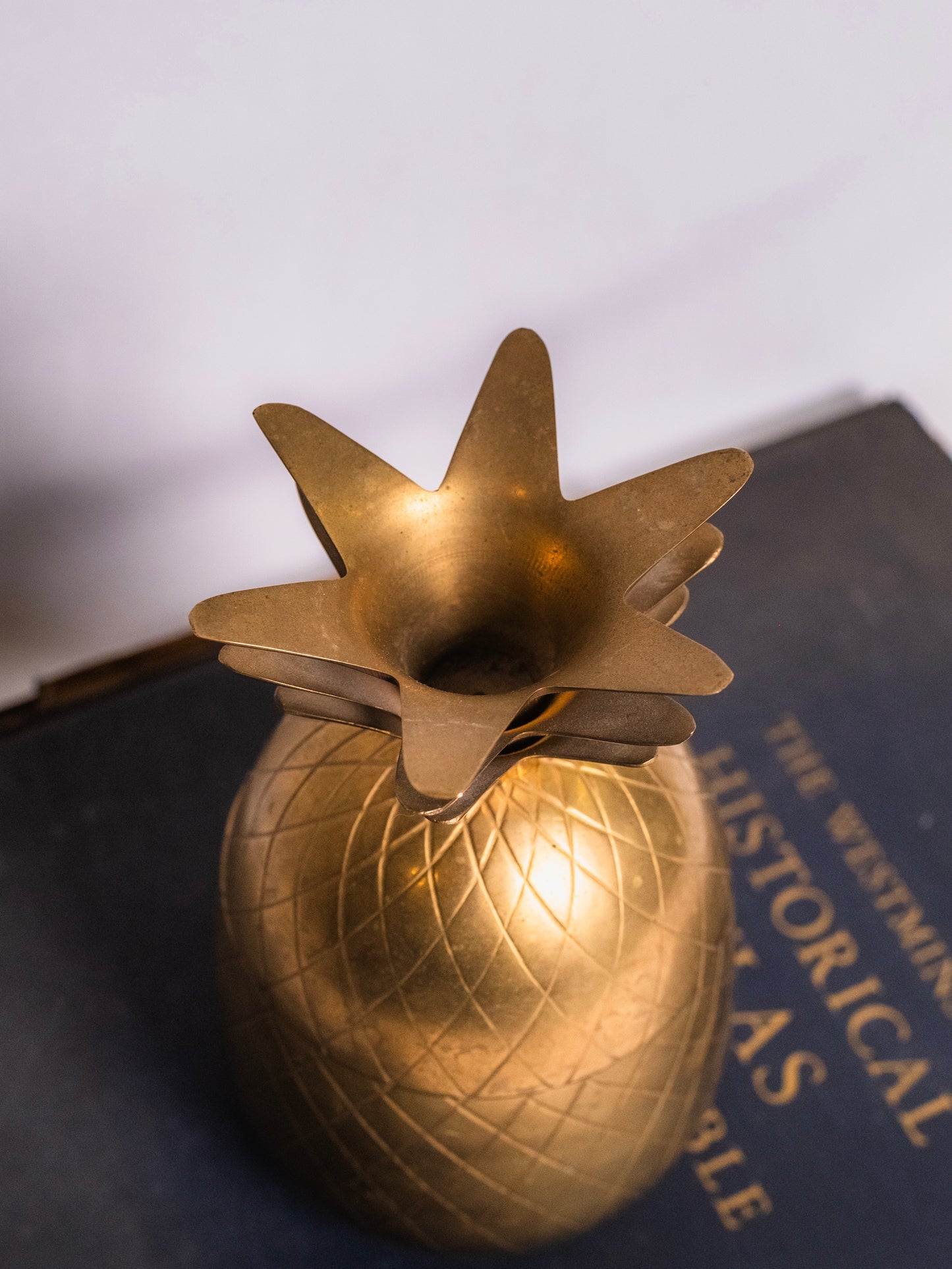 Vintage 1950s Solid Brass Pineapple Canister