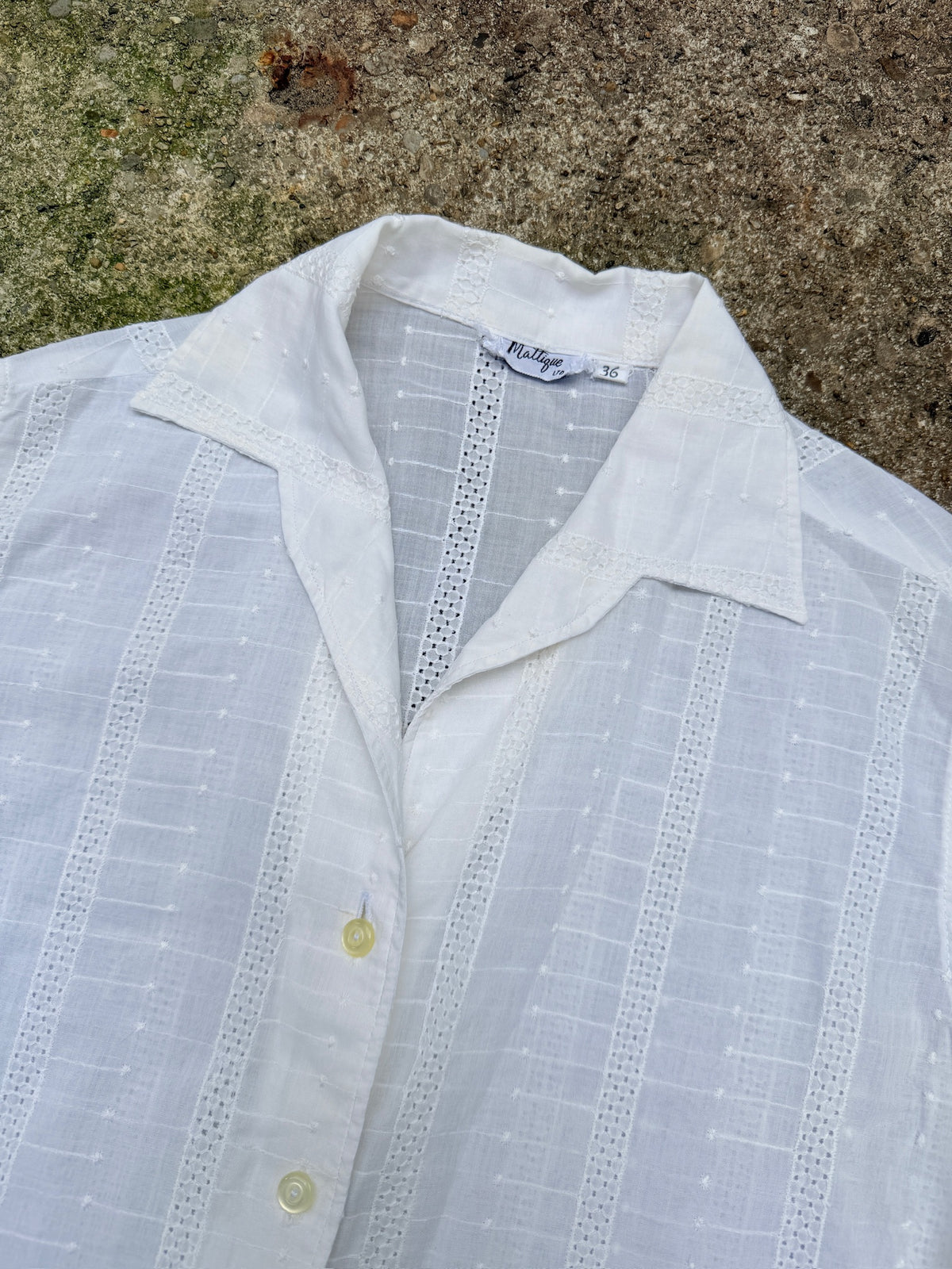 Vintage 1970's White Mattique White Collared Blouse
