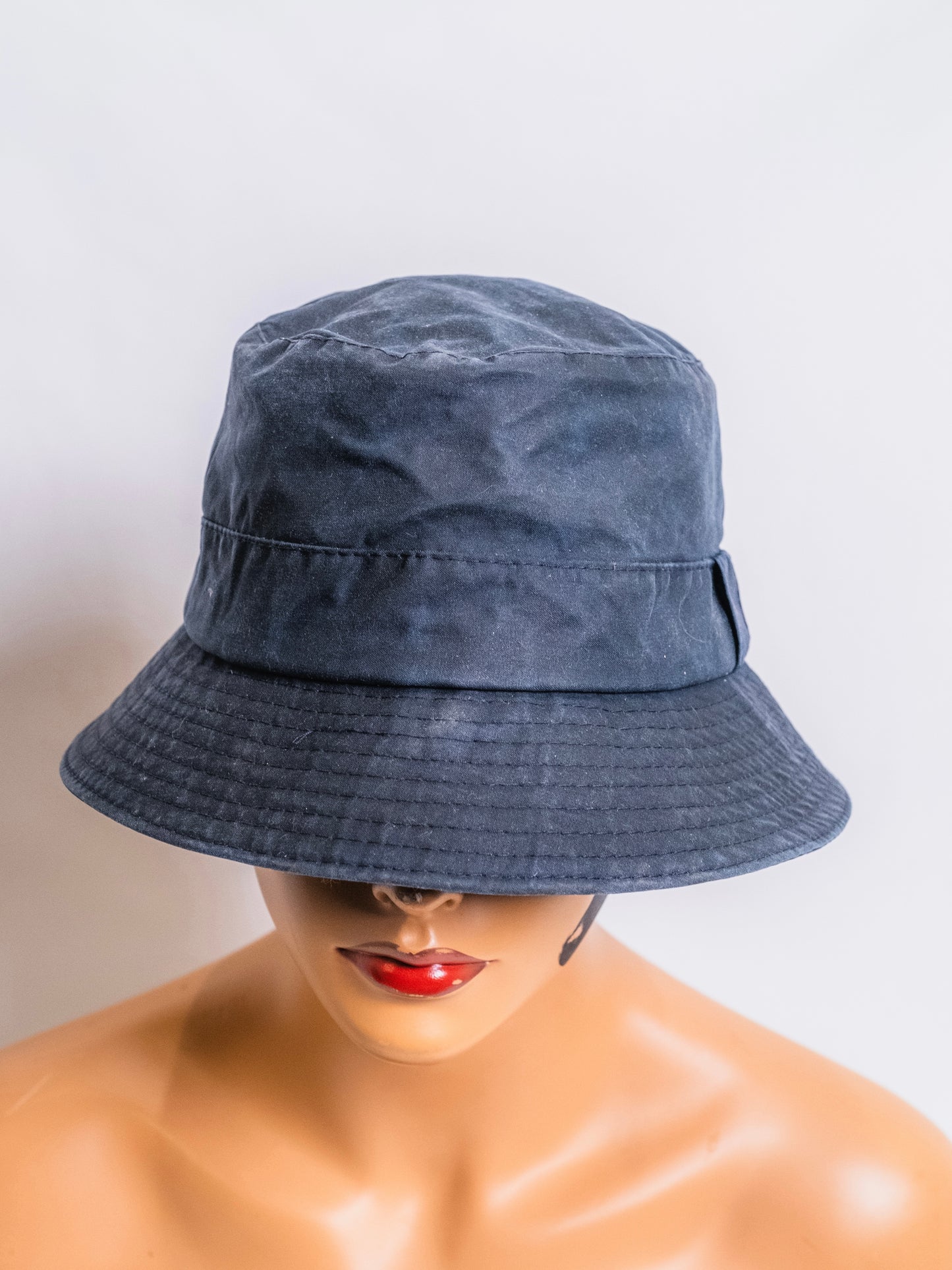 Vintage Barbour Black Waxed Cotton Bucket Hat