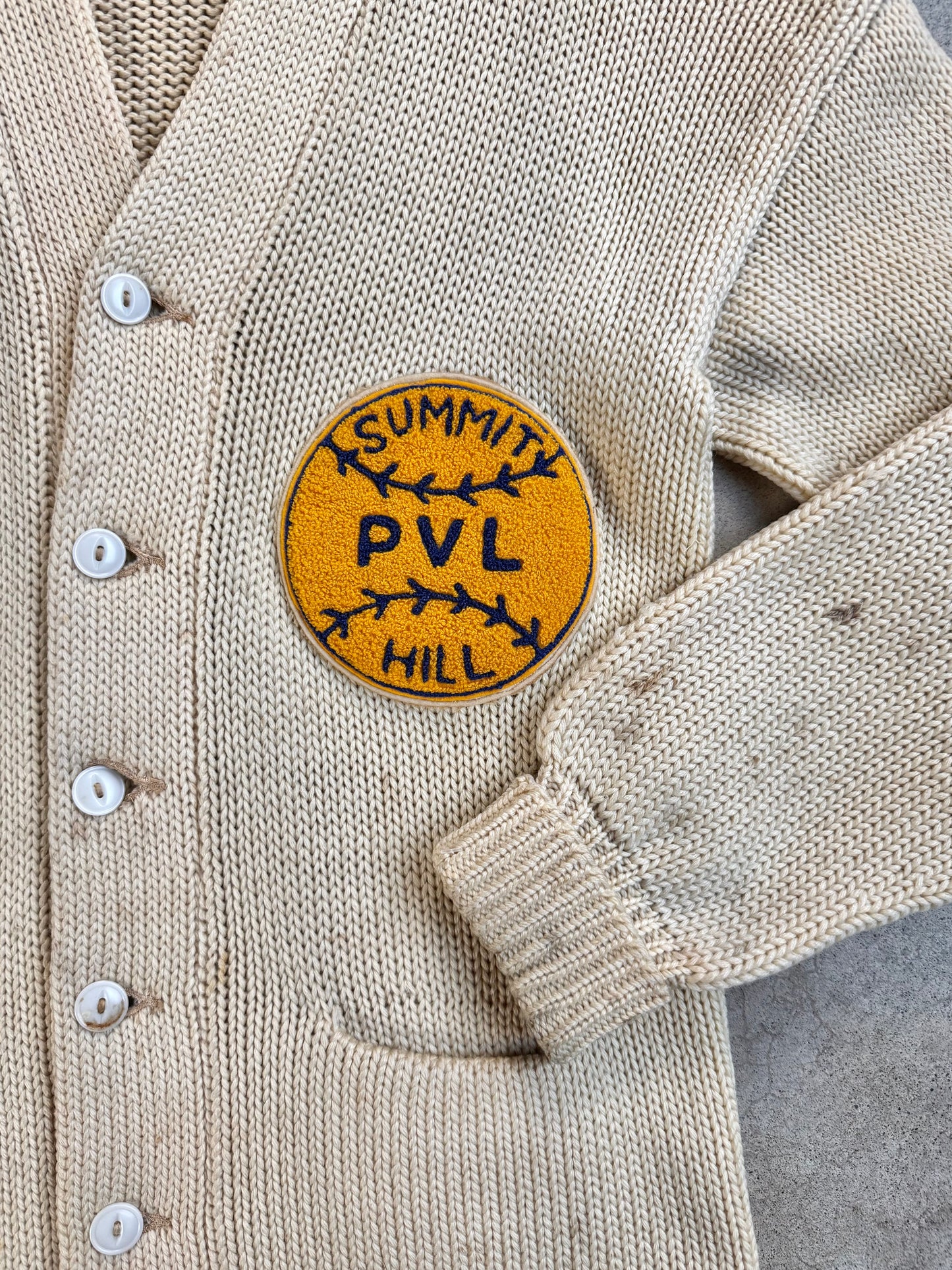 Vintage 1940s Yearite Summit Hill Patched Varsity Cardigan Sweater | Medium