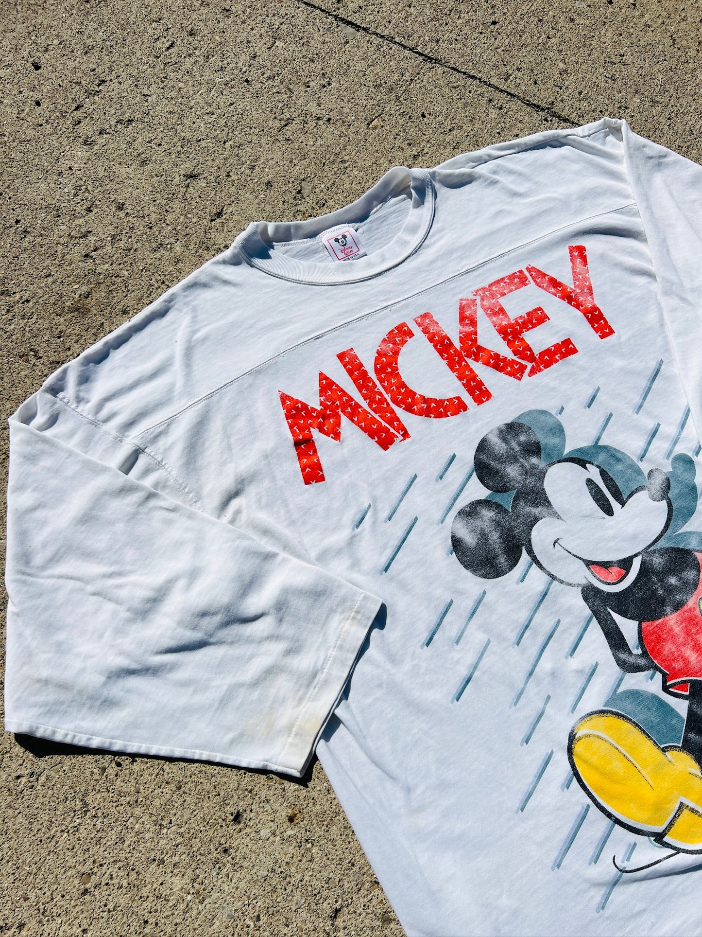 Vintage 1990s Disney Mickey Mouse White Long Sleeve Tee | XL