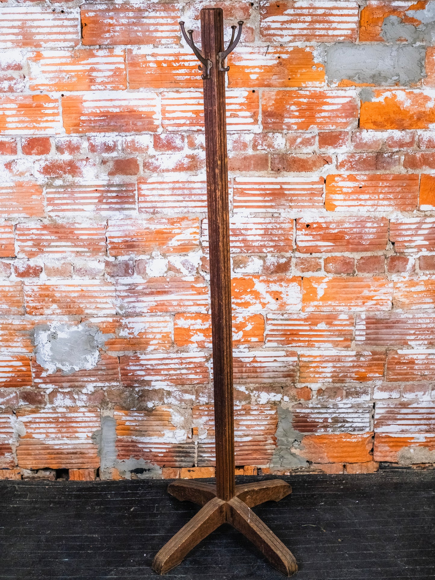 Antique Mission-Style Wood Coat Rack