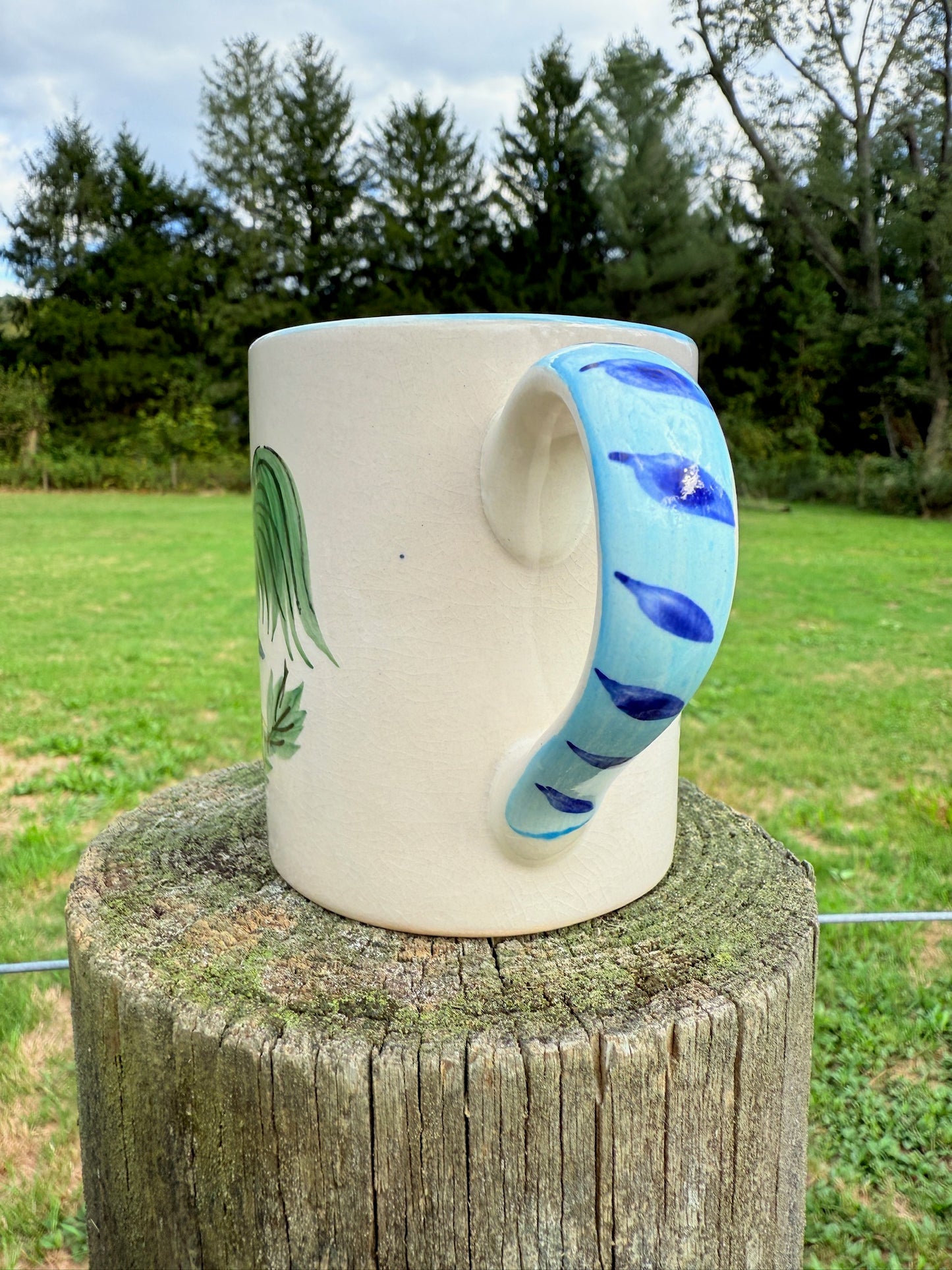 Vintage 1970s Ceramic Hand-Painted Rooster Mug