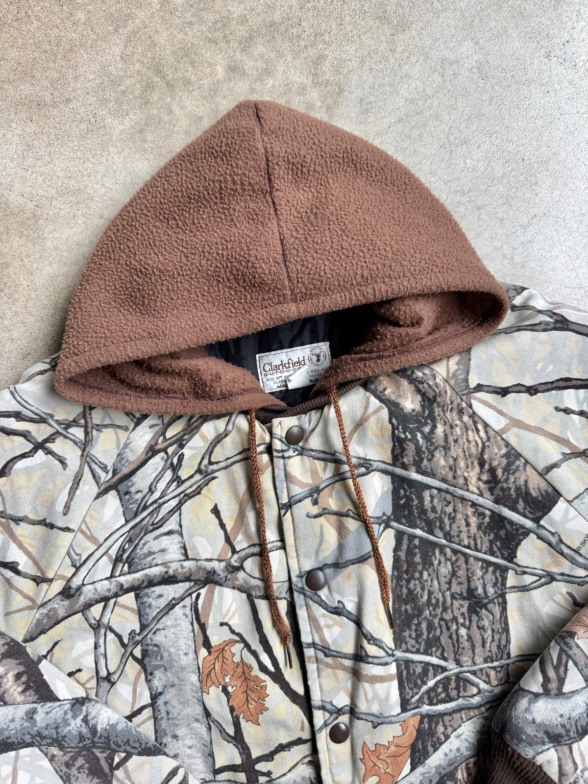 Vintage 1980s Clarkfield Outdoors Fleece Lined Skyline Camo Hunting Jacket | Large