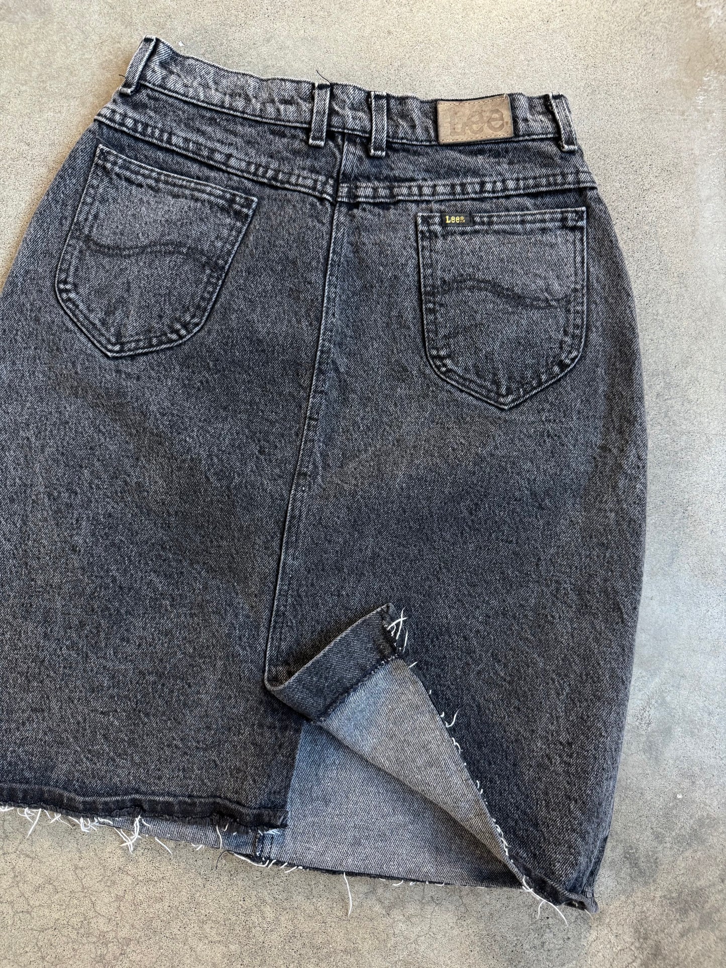 Vintage 1980s Lee Washed Black Denim Skirt | Waist 29”