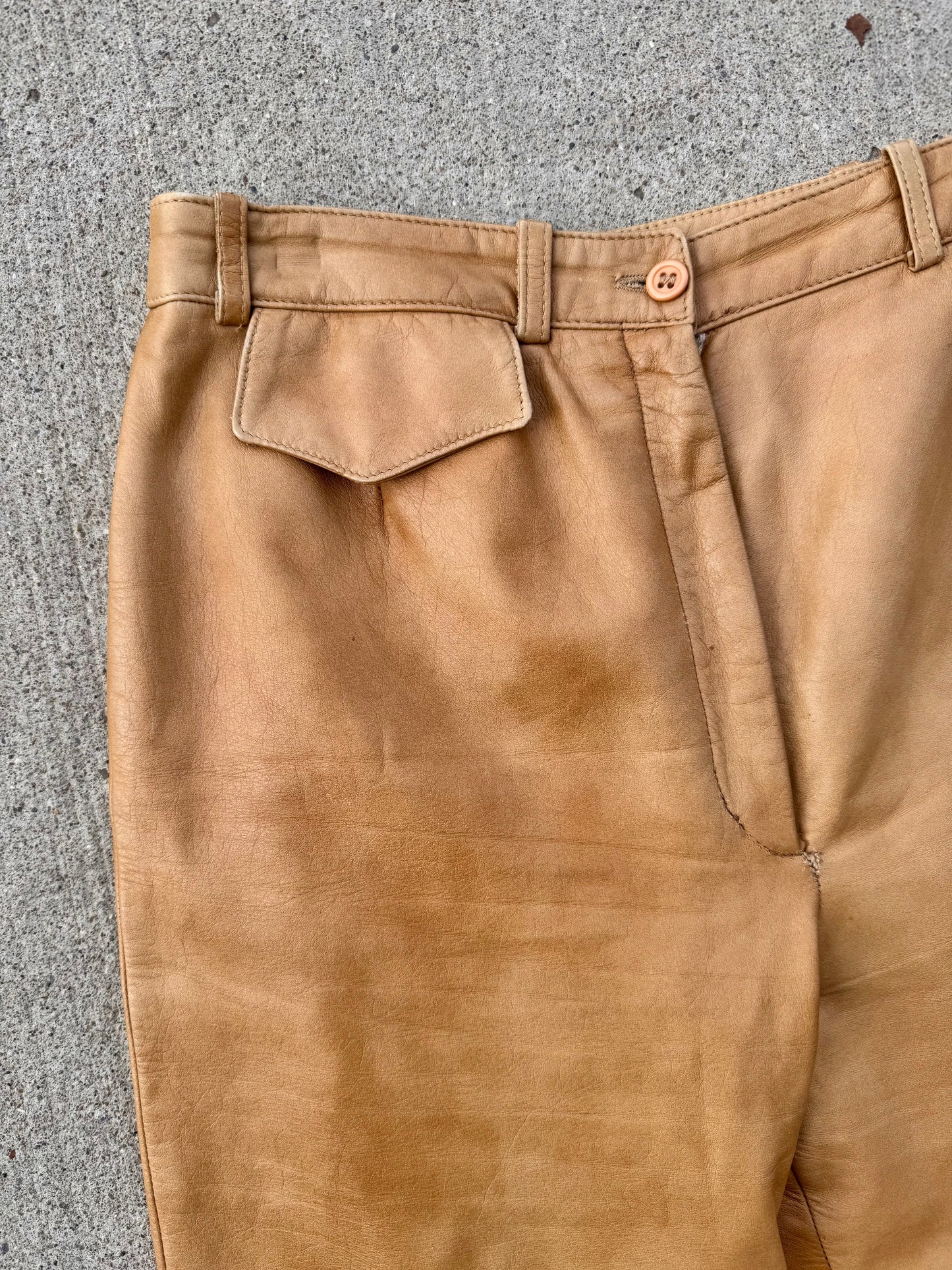 Vintage 1970s/80s Kasper J.L. Sport Tan Leather Pants | Waist 27”