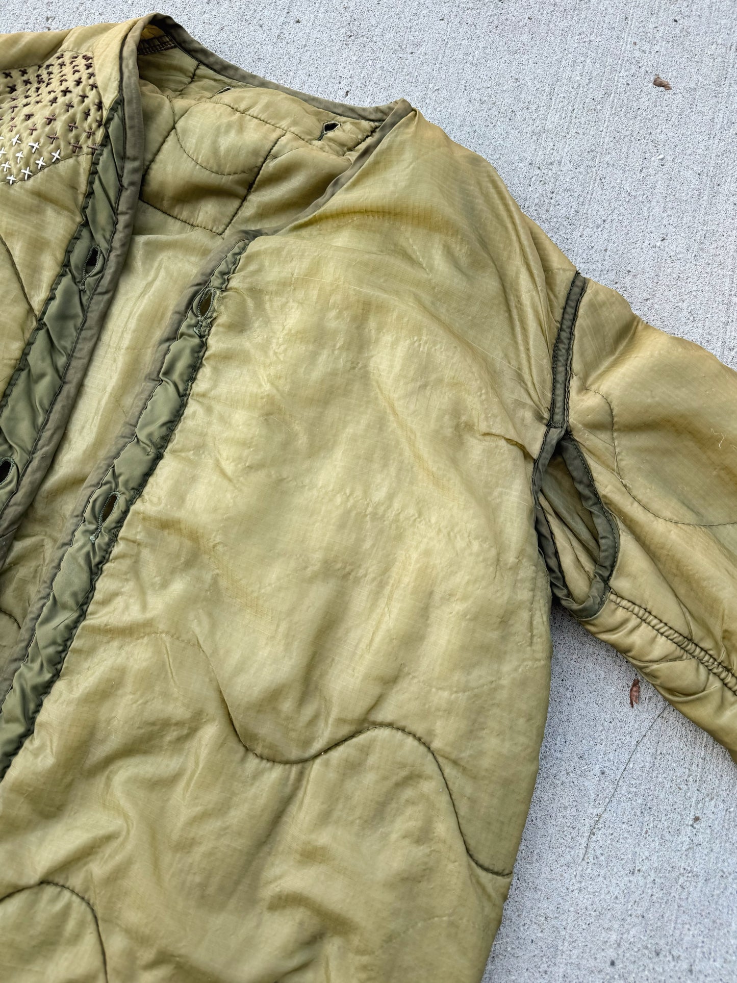 Vintage Reworked Green Quilted Jacket Liner