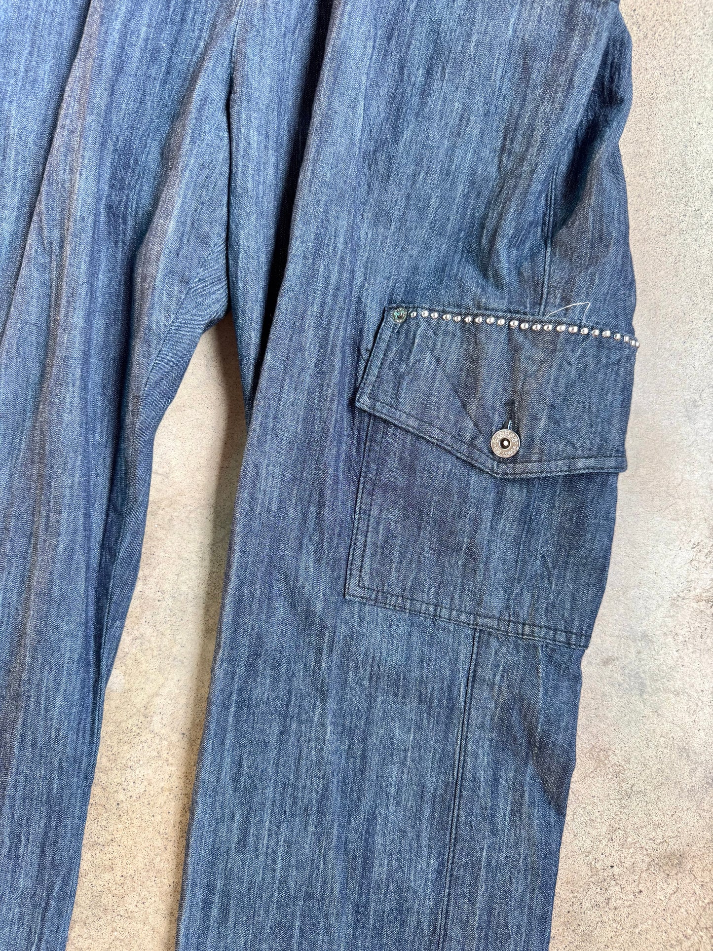 2000s Deréon Zip-Front Strapless Utility-Style Denim Jumpsuit | 1X