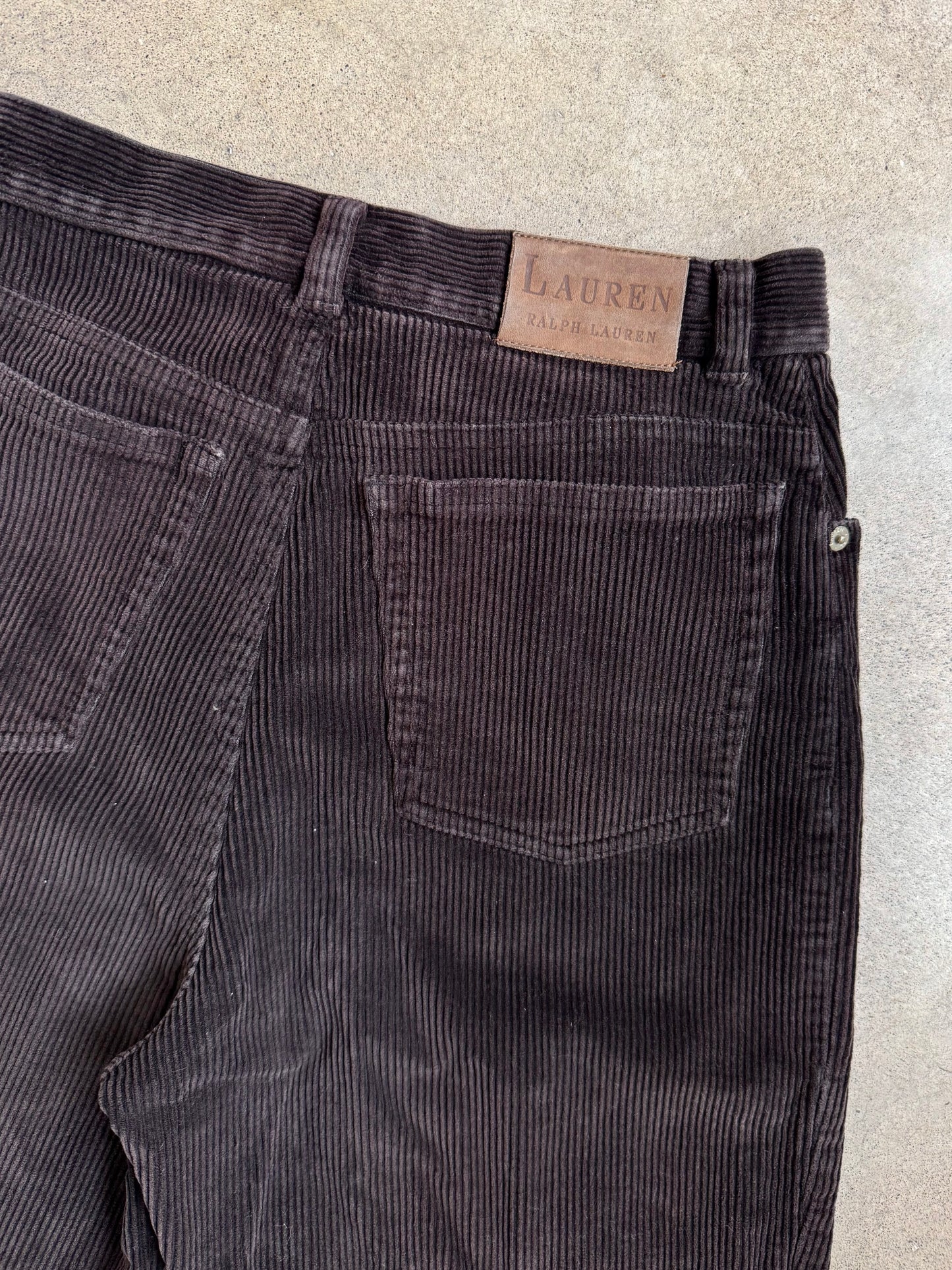 Vintage 1990s Lauren Ralph Lauren Dark Brown Corduroy Pants | Waist 28”