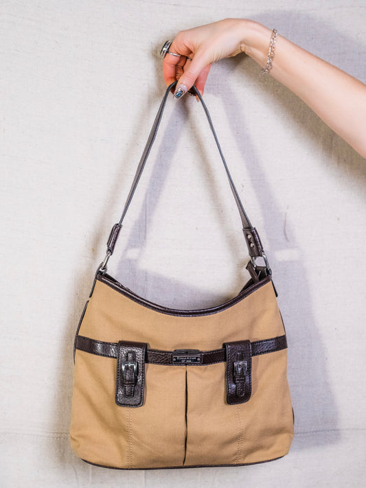 Vintage 1990s Etienne Aigner Canvas & Leather Shoulder Bag