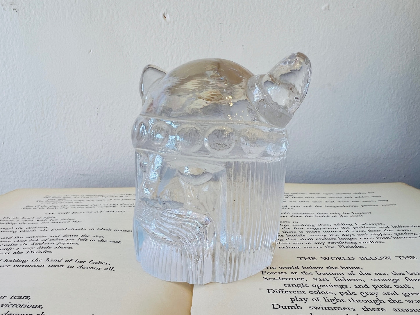 Vintage Gullaskruf Crystal Glass Viking Head