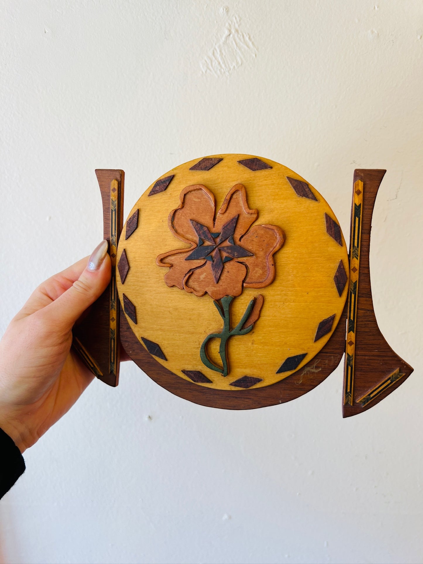 Vintage Art Deco Floral Wooden Wall Art