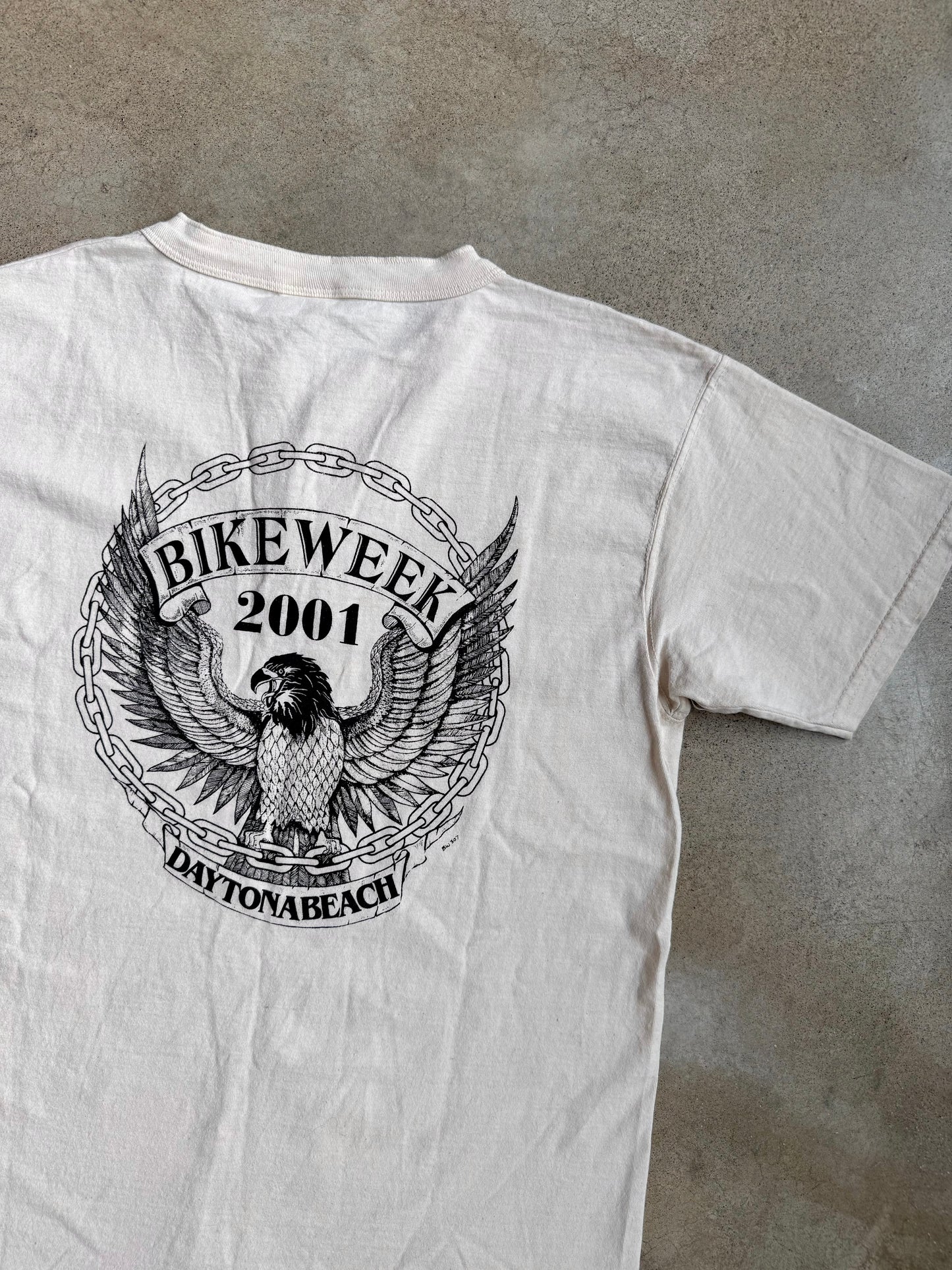 2001 Daytona Beach Bike Week Henley Graphic Tee | Medium