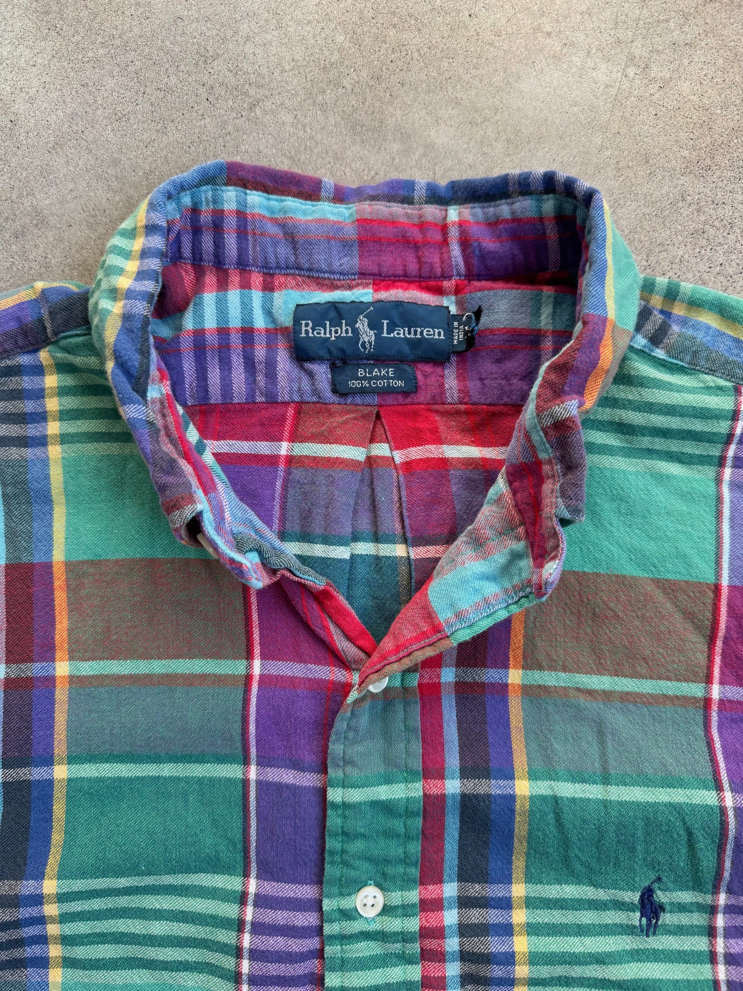Vintage 1990s Ralph Lauren “Blake” Plaid Cotton Button-Down Shirt | XL