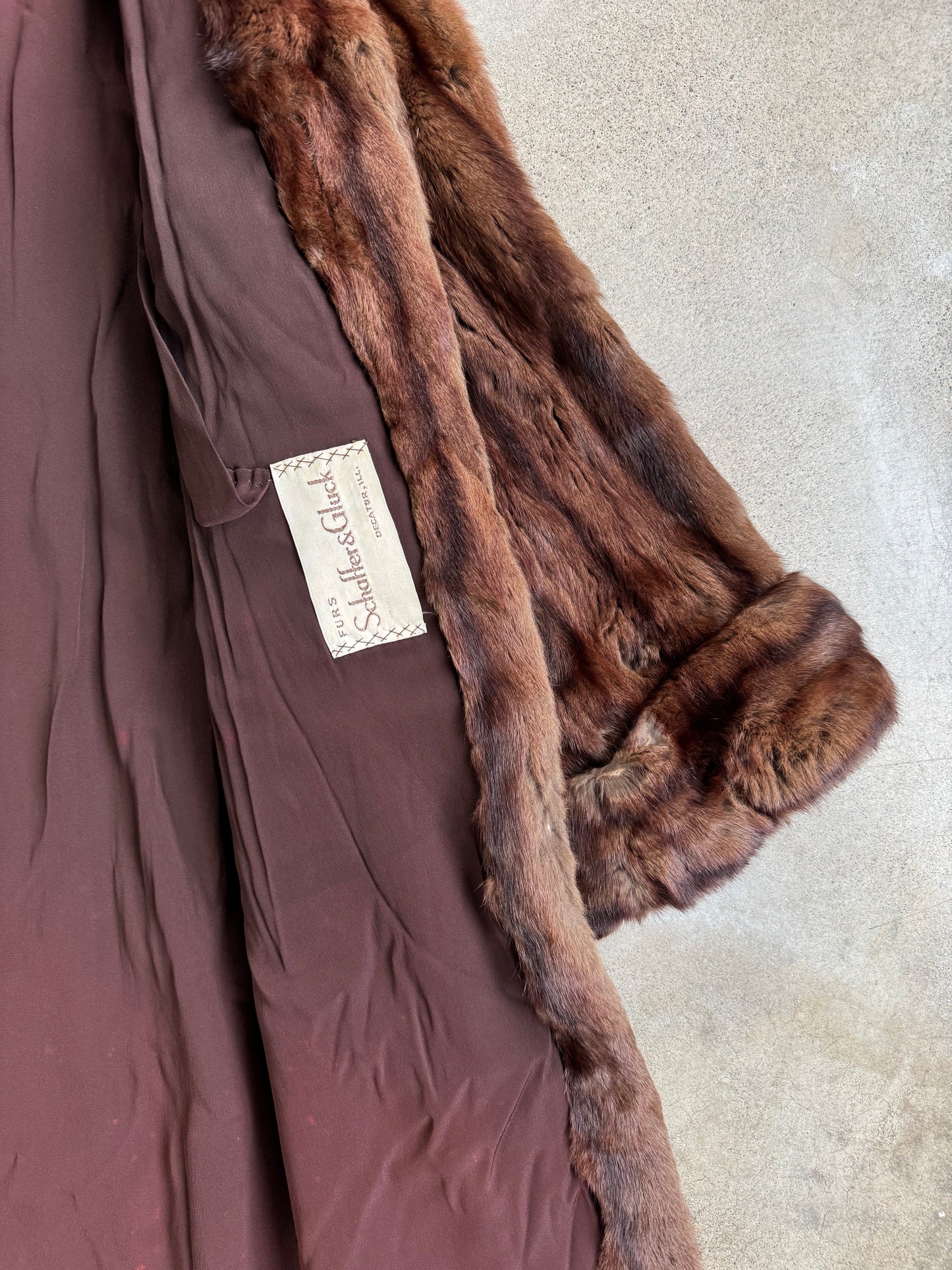 Vintage 1940s Schaffer & Gluck Brown Mink Fur Swing Coat | M/L
