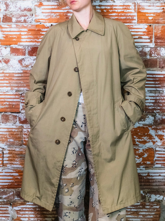Vintage 1980s Walkers Beige Trench Coat w/ Plaid Lining | M/L