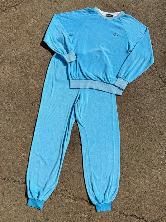Vintage Izod Lacoste Baby Blue Terrycloth Jogger Set | Medium