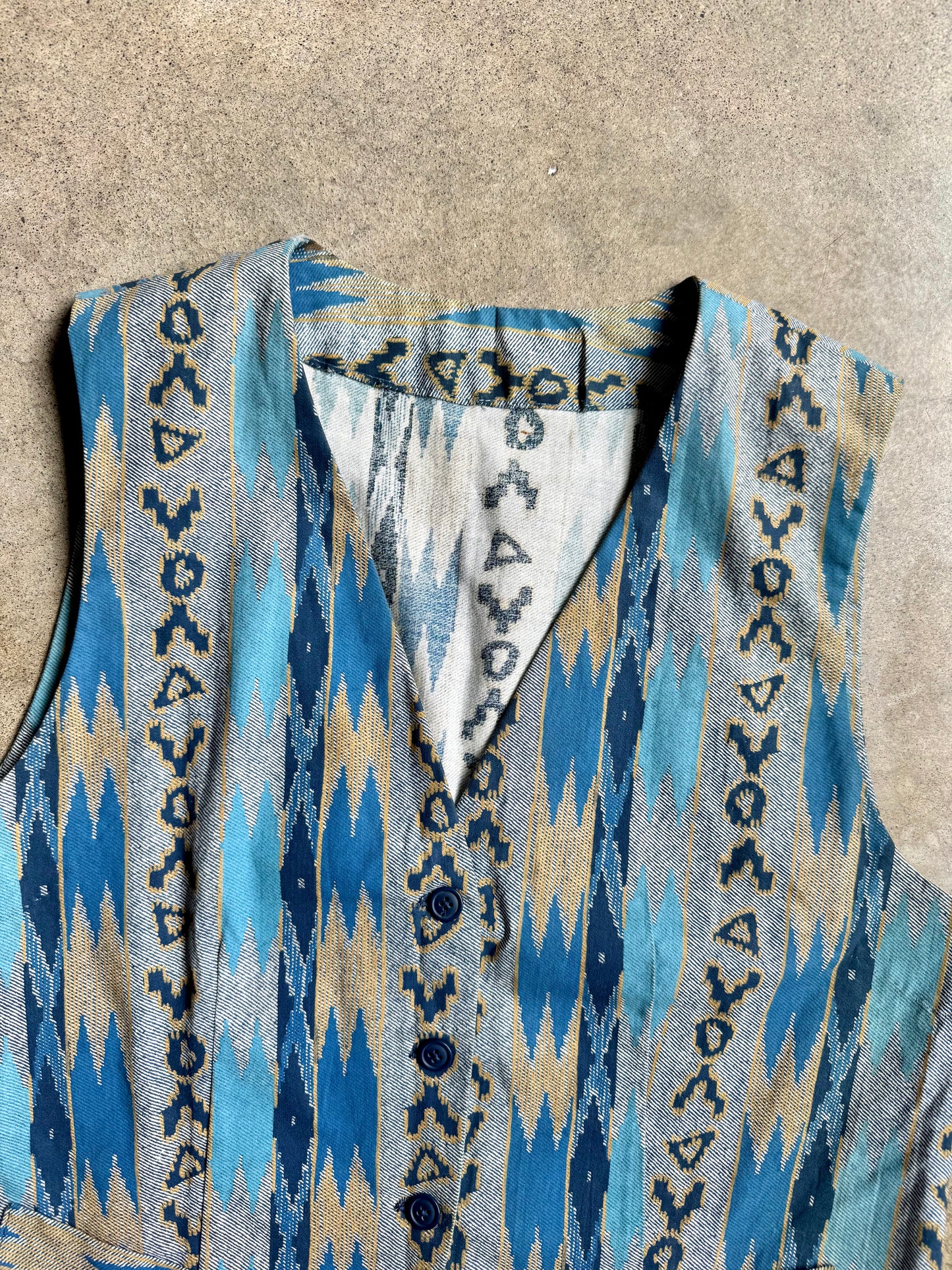Vintage Handmade Blue Southwestern Vest | S/M