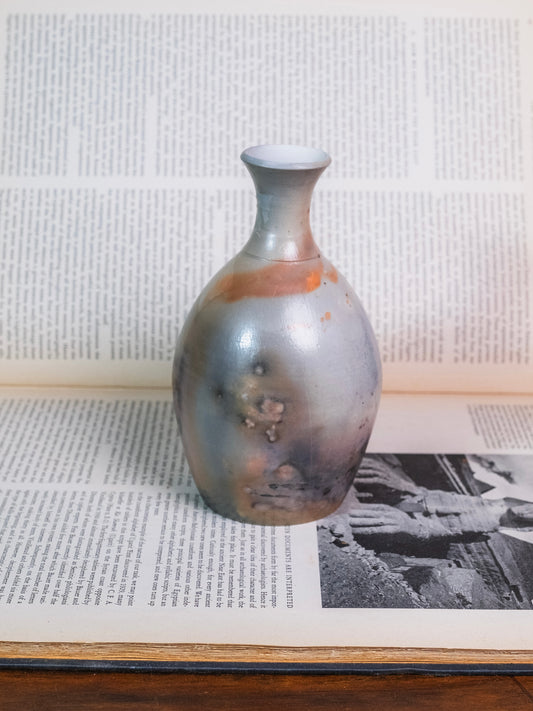 Vintage Saggar Fired Raku Signed Studio Pottery Vase
