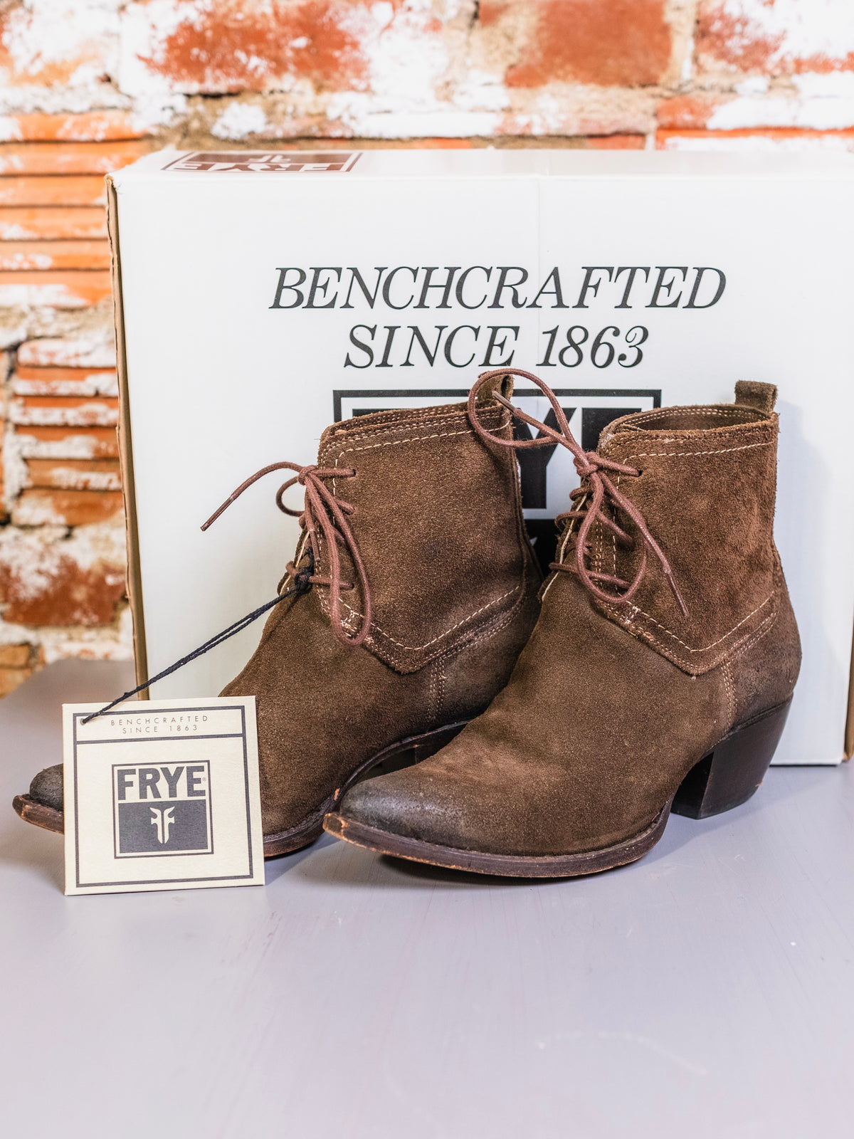 Frye Sacha Chukka Brown Suede Heeled Ankle Boots | Women’s 7