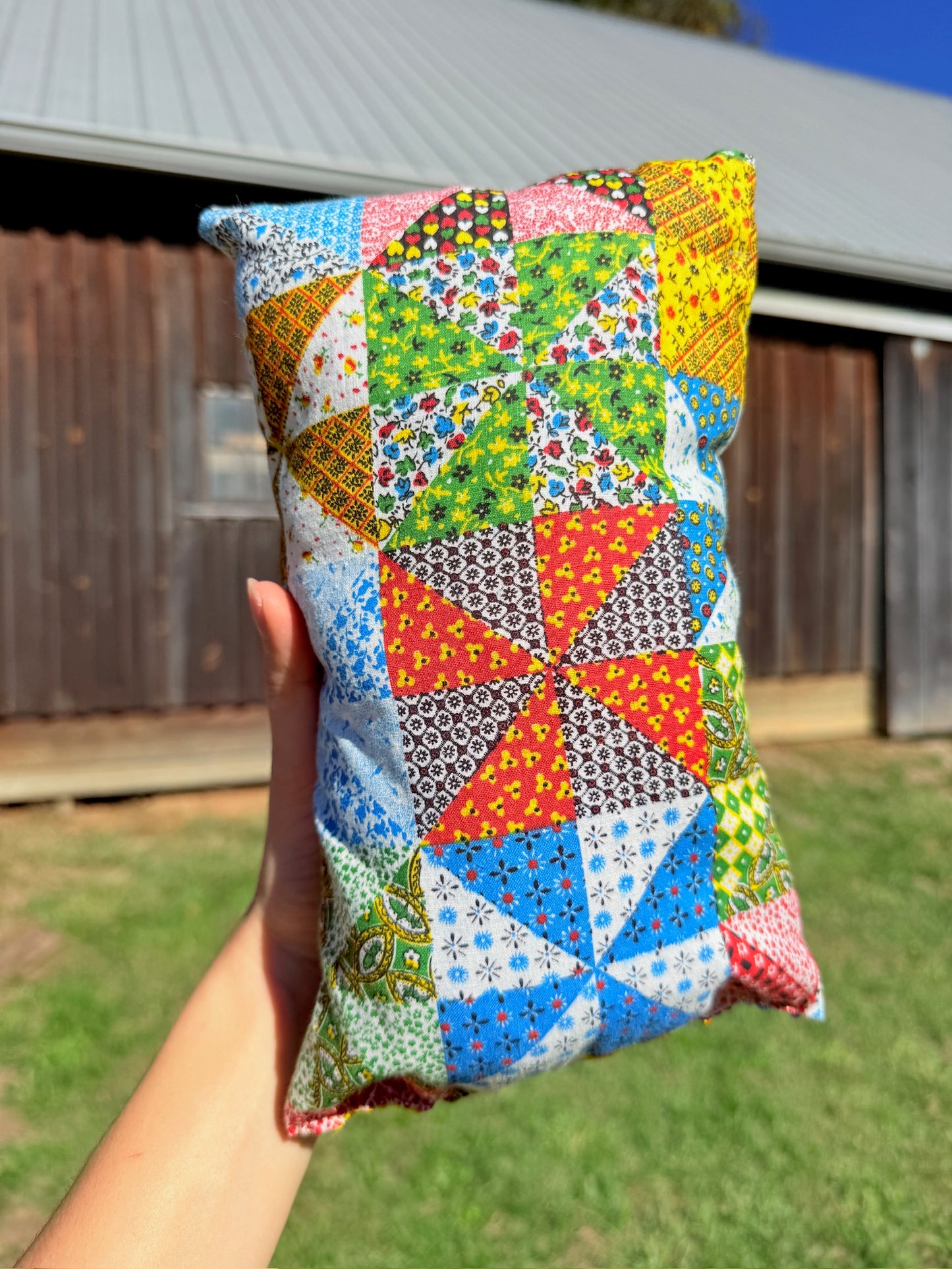 Vintage 1970s Handmade Patchwork Throw Pillows | Set of 2