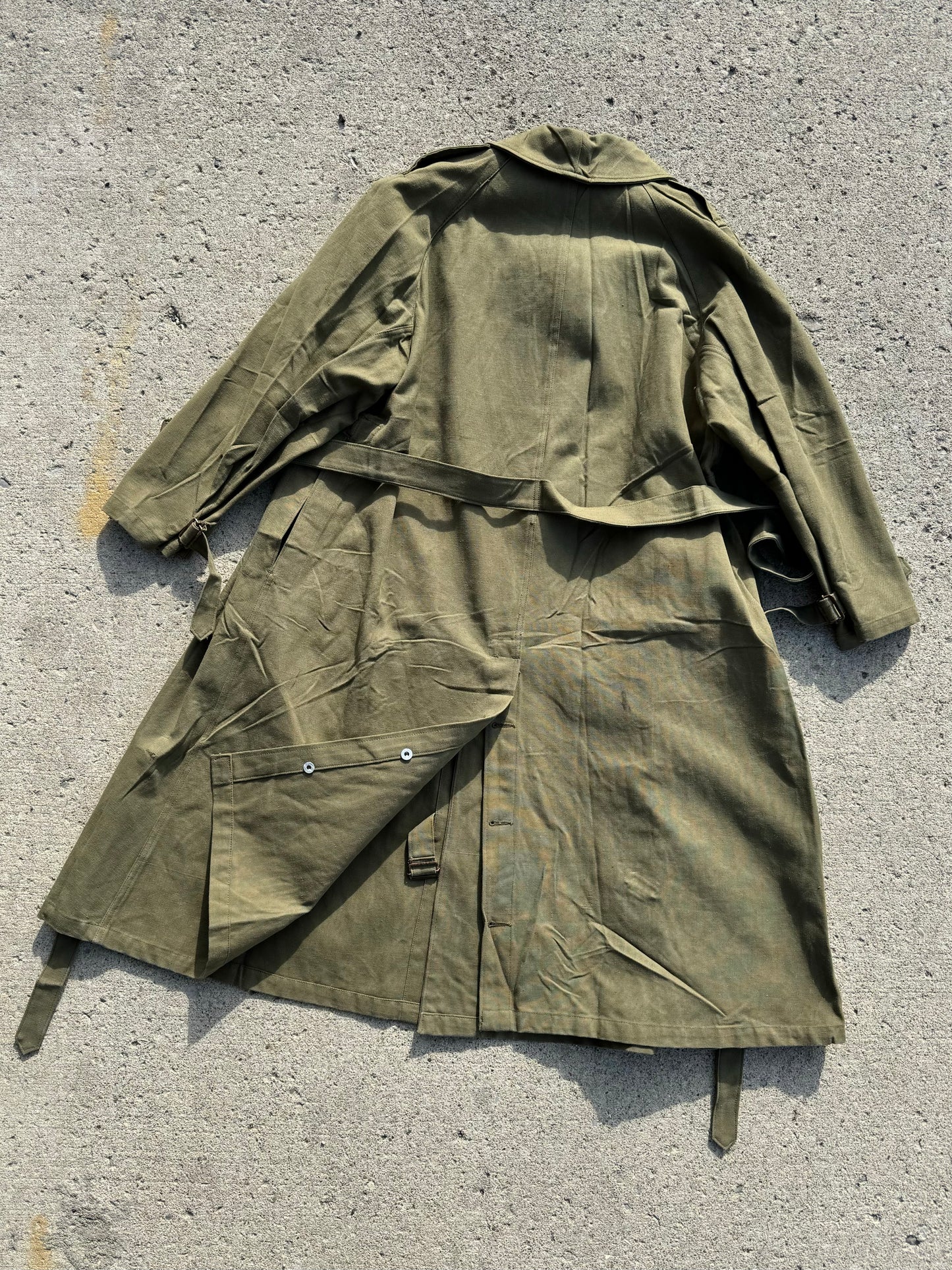 Vintage French Military Canvas Motorcycle Trench Coat | XL