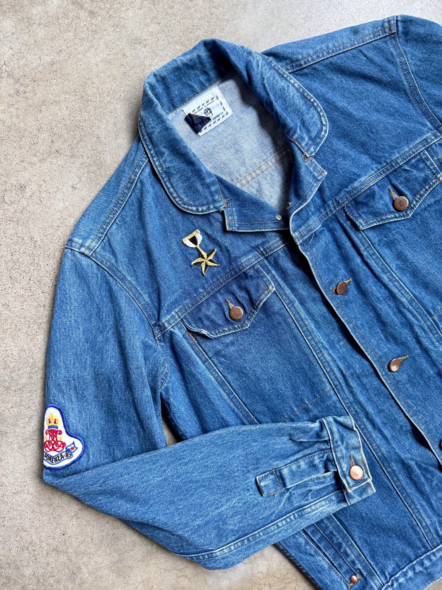 Vintage 1990s Limited Express Patched Denim Trucker Jacket | Medium