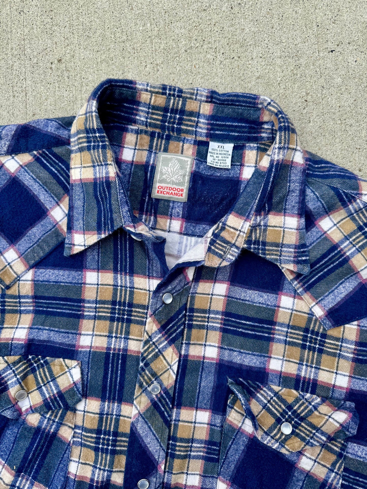 Vintage 1980s/90s Outdoor Exchange Blue Plaid Flannel Shirt | XXL