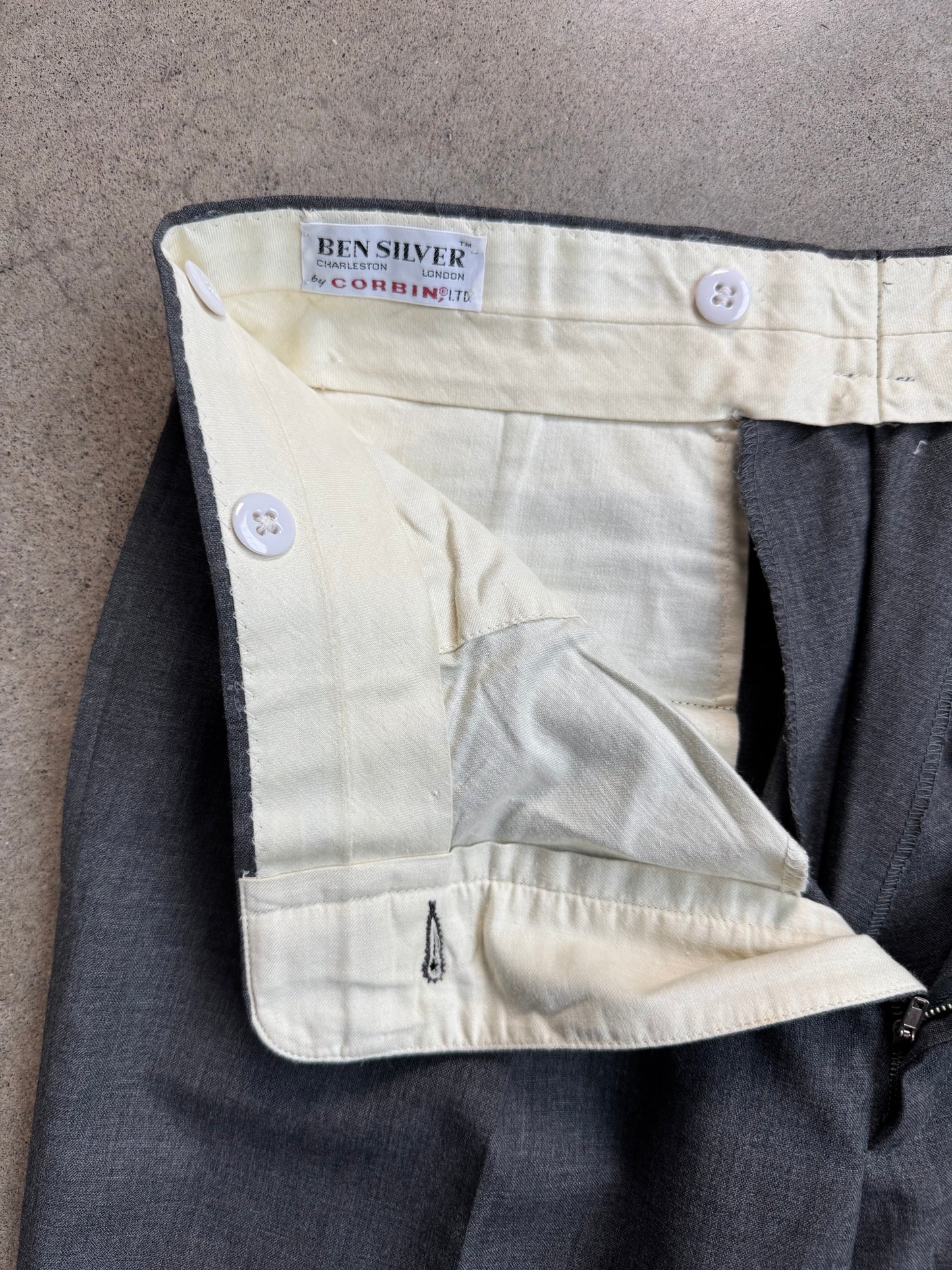 Vintage 1950s Ben Silver by Corbin Grey Pleated Dress Pants | Waist 32”