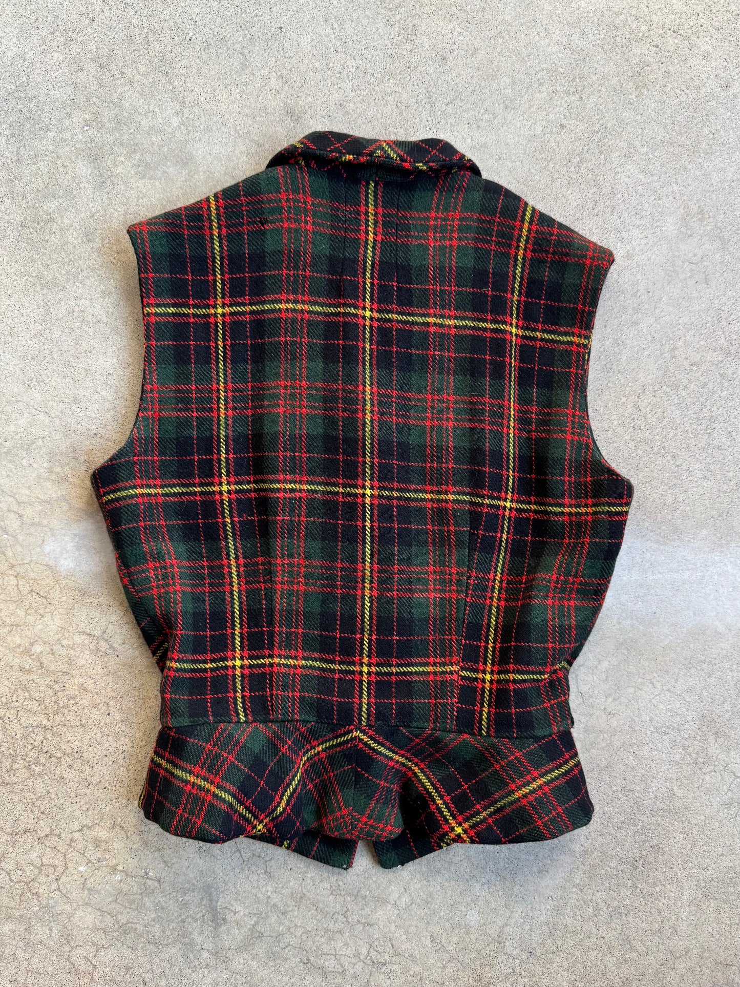 Vintage 1980s Tartan Plaid Buttoned Vest Top | XS