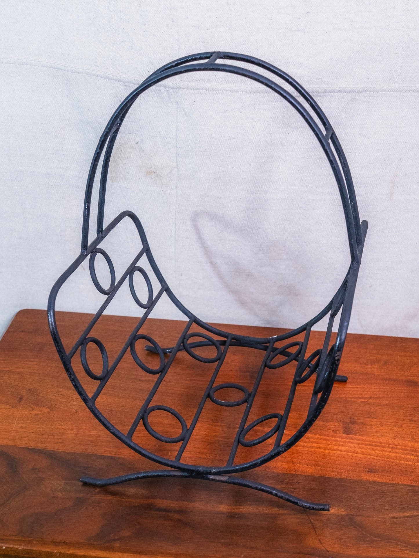 Vintage 1970s Wrought Iron Firewood Display Holder