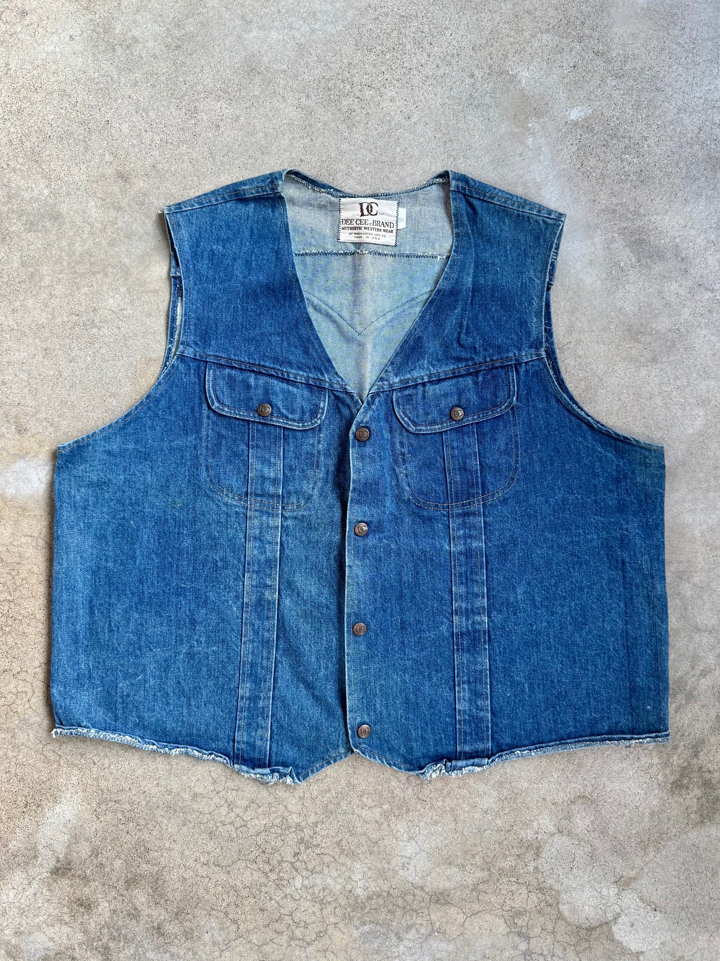 Vintage 1970s Dee Cee Western Denim Vest | 3XL