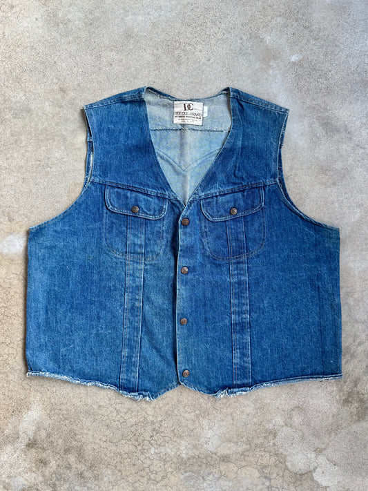 Vintage 1970s Dee Cee Western Denim Vest | 3XL