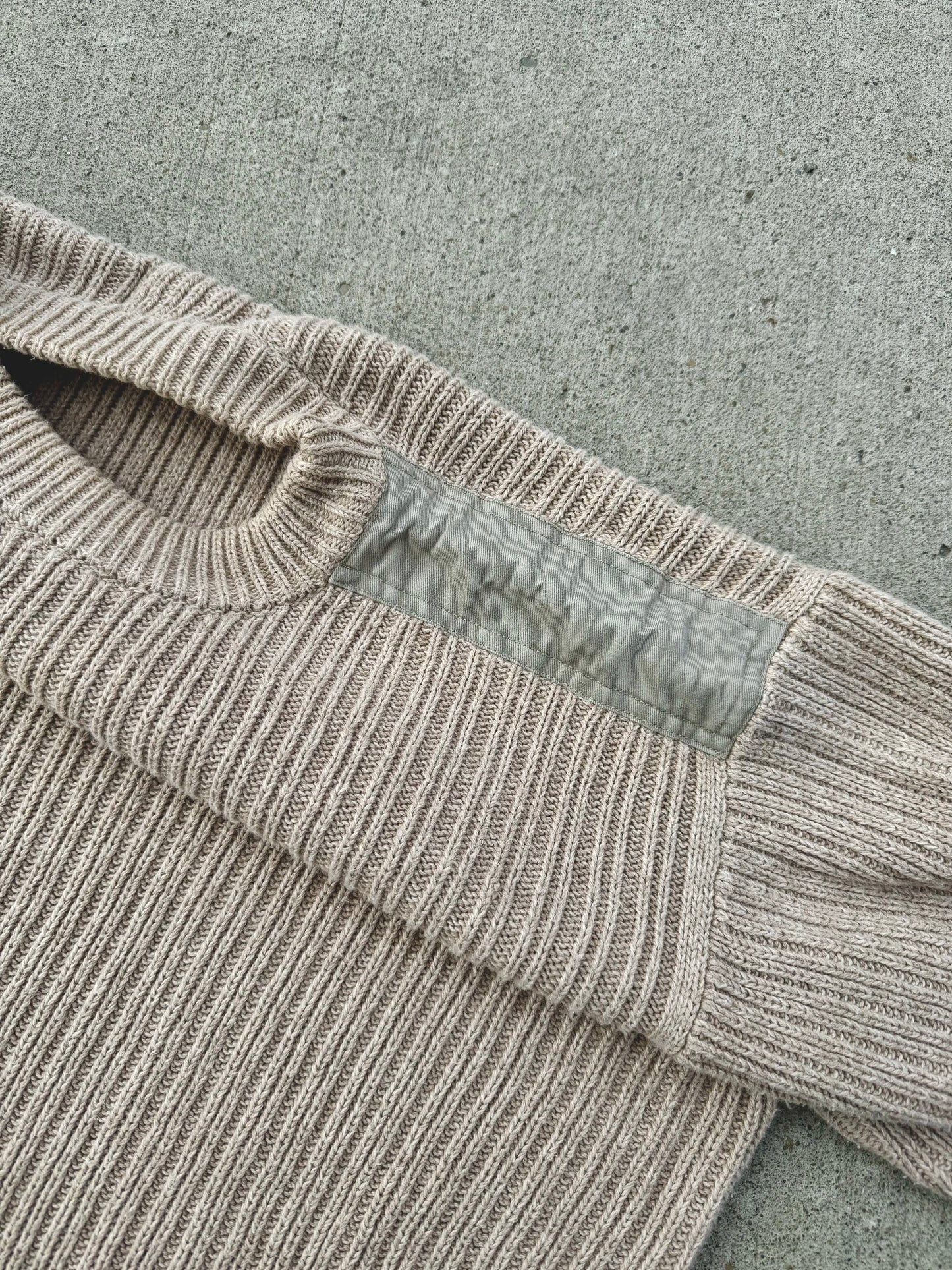 Vintage 1990s Woolrich Neutral Cotton Crewneck Sweater | Large