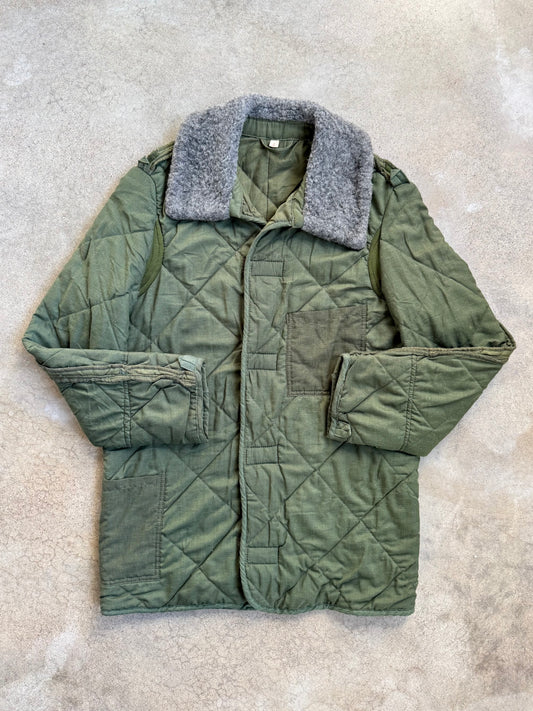 Vintage Cold War Era Quilted Military Jacket Liner | Medium