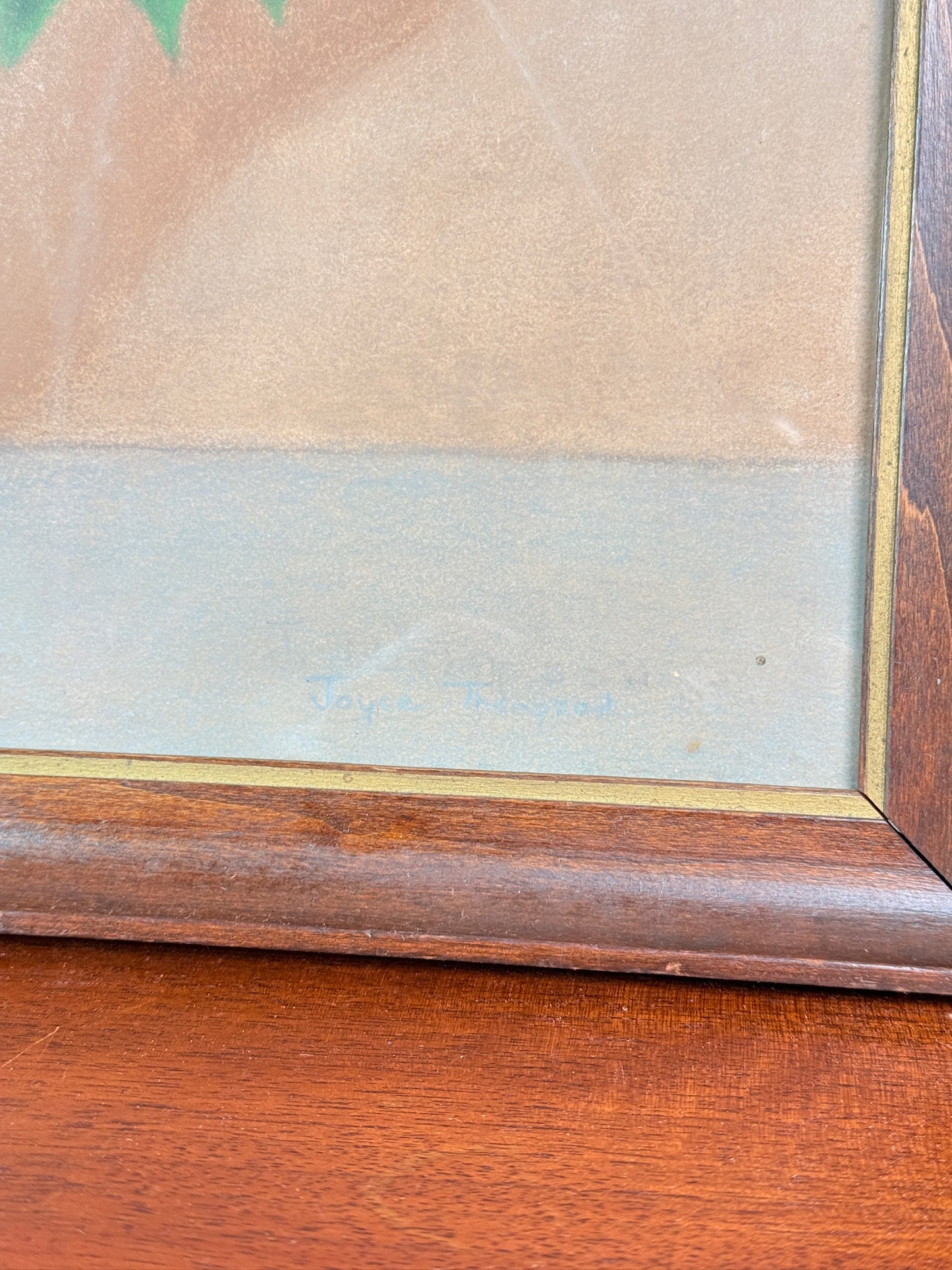 Vintage 1940s Wood Framed Peach Colored Roses Still Life Artwork