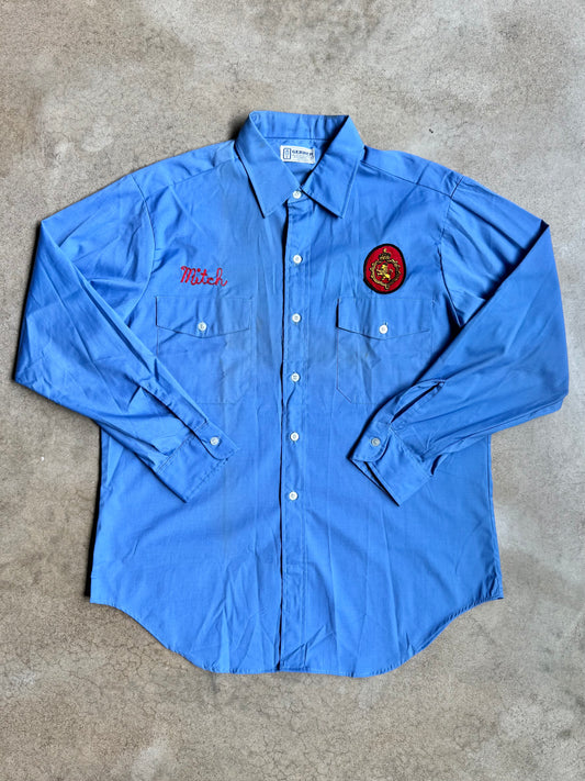Vintage 1970s Stroh’s Beer Chainstitch Button-Up Work Shirt | Large