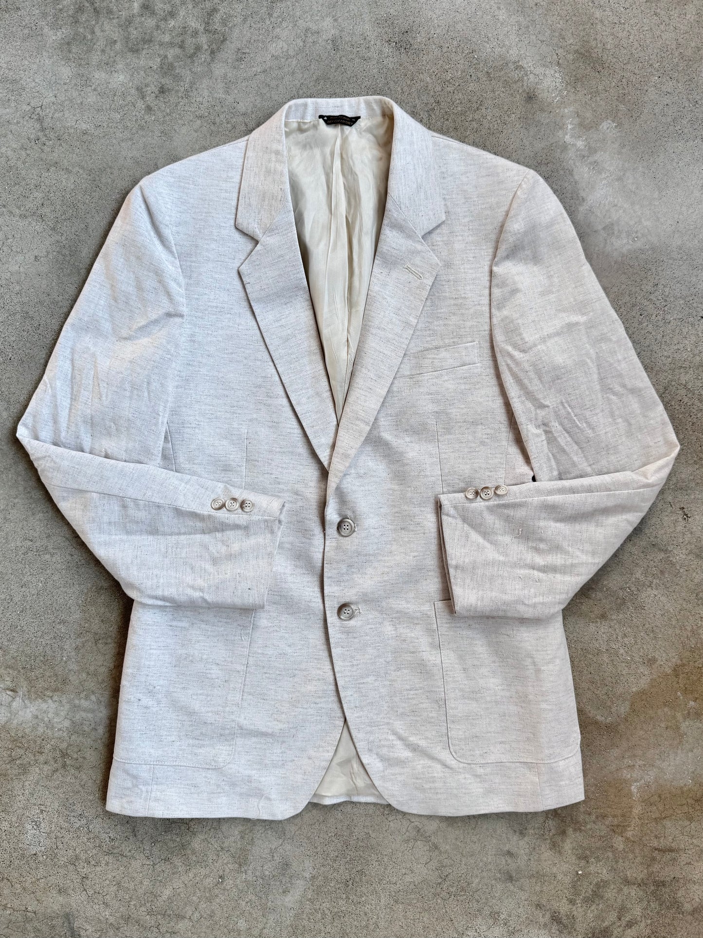 Vintage 1970s Levi's Trimcut Cream Linen Suit Jacket | 40R